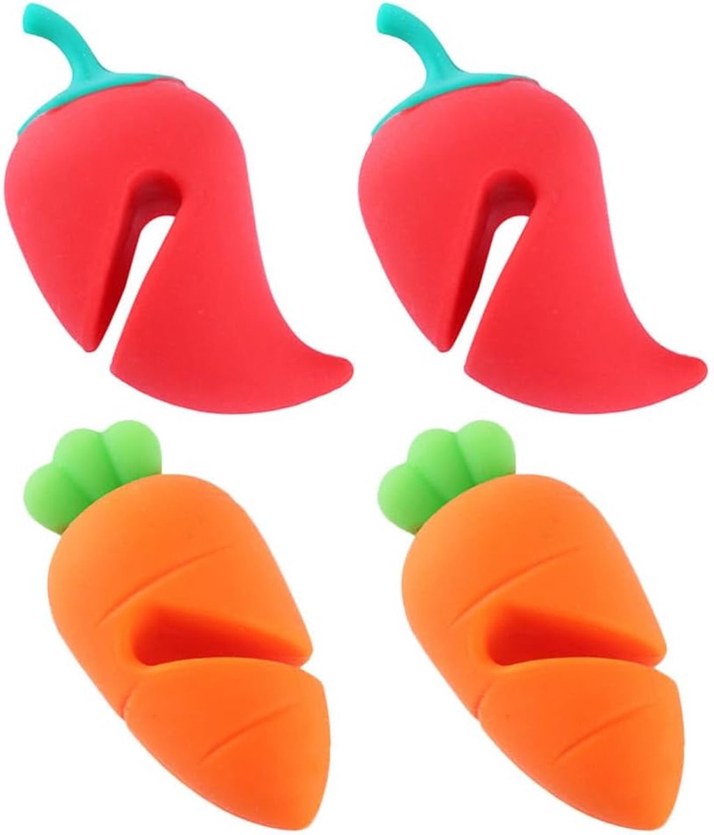 SnelShoppen - MAGICLULU Potdeksel Lifter Set van 4, Siliconen Lid Lifter, Rood, Keukenhulpmiddel, Oven Lifter, Magnetron Deksel Houder, Veilig Materia
