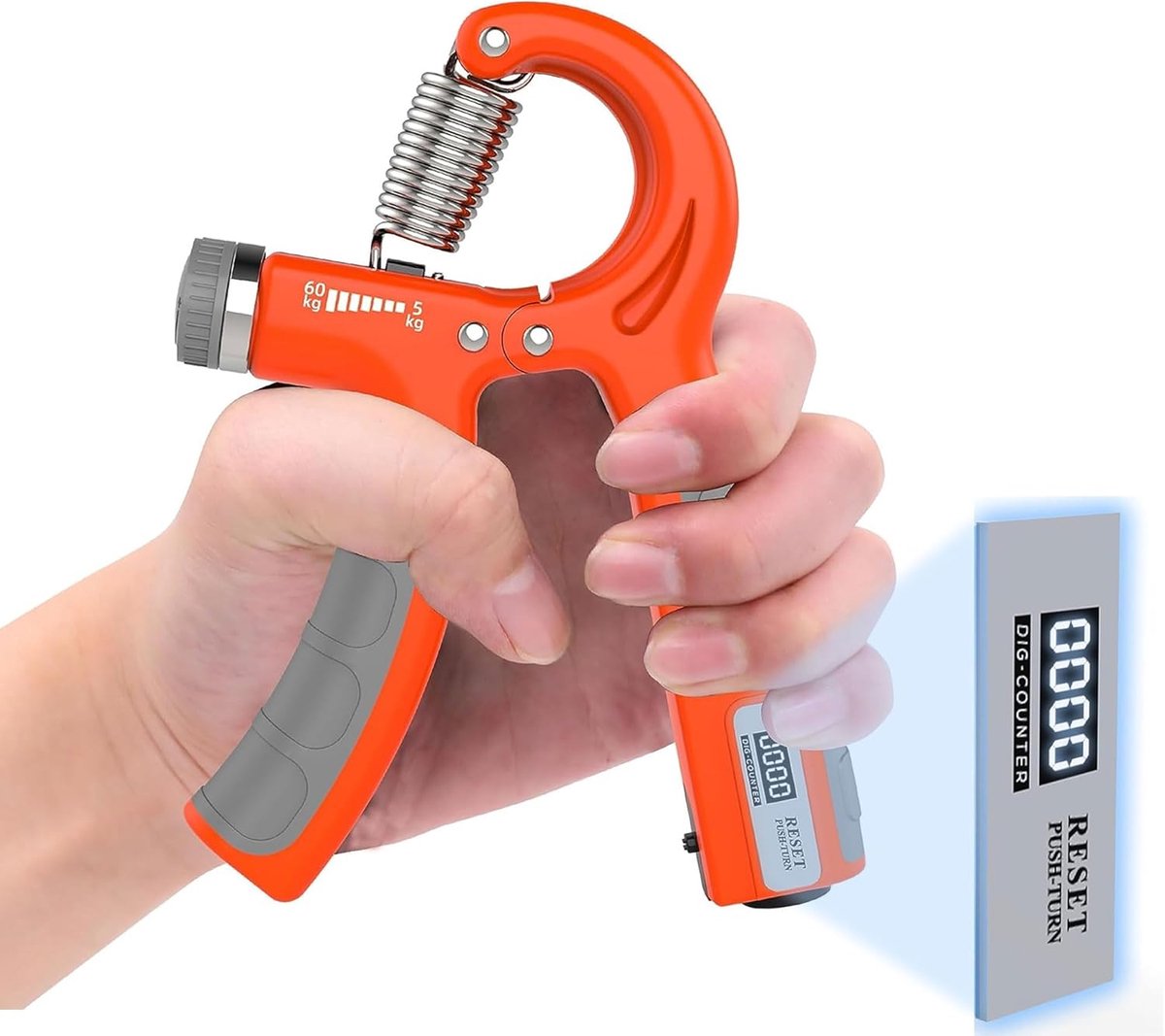 SnelShoppen - Hand Gripversterkers met Counter (0-9999)| Verstelbare Grip Kracht Trainer 5-60kg, Anti-Slip Handtrainer voor Sterke Polsen, Vingers en