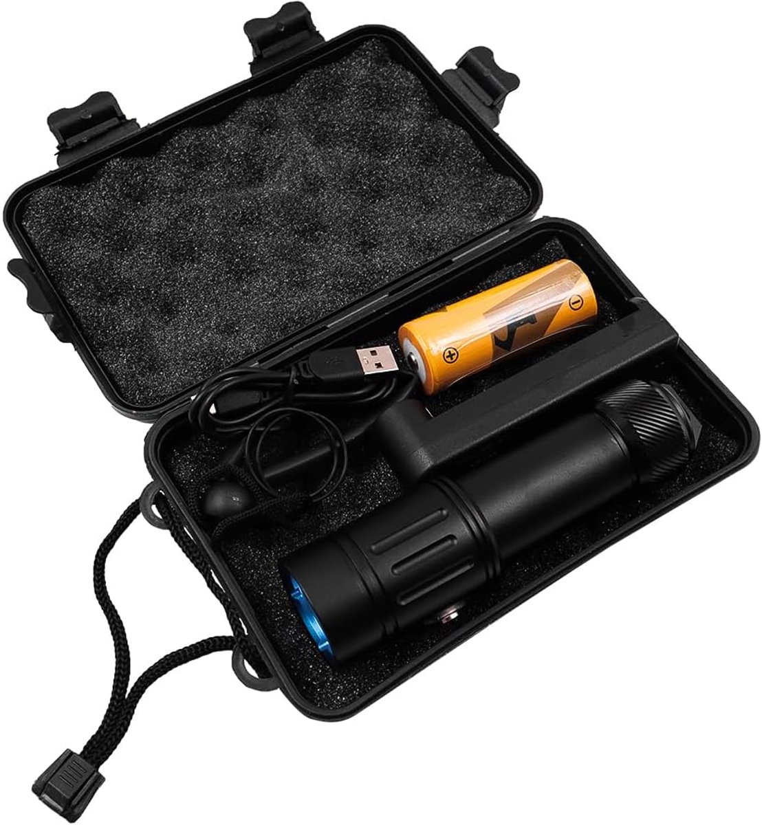 SnelShoppen - Scuba Duiklamp met Traploze Dimming, Waterdichte Onderwater Duiklicht met Oplaadbare Batterij en Lader, Perfect voor Duiken tot 30 Meter