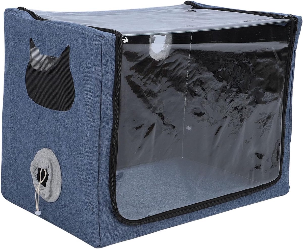 SnelShoppen - Grote Transparante Mist Box voor Honden en Katten, Handige Opvouwbare en Lichtgewicht Mist Box met Ruime Ontwerp, Veilig en Comfortabel