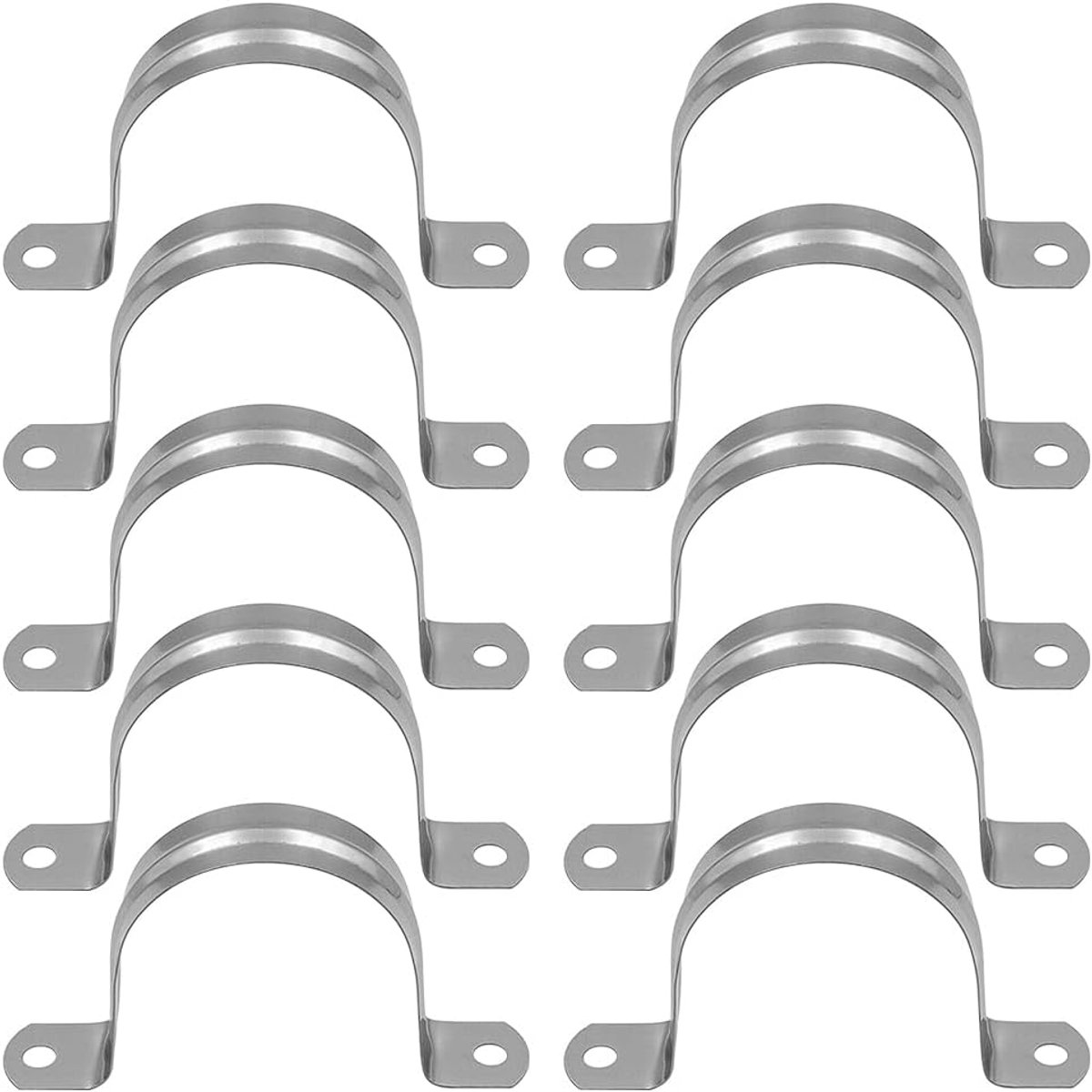 SnelShoppen - 10 Stuks M50 U Buisklemmen van 304 Roestvrij Staal - Sterke en Duurzame Pipe Clips met Twee Gaten - Perfect voor Slangen en Buizen