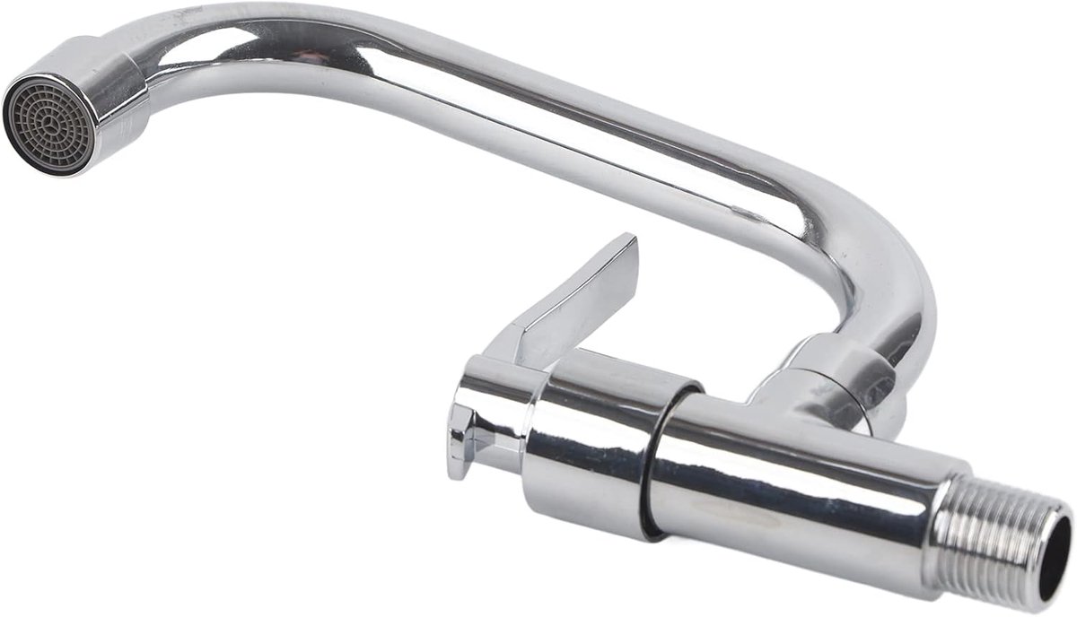 SnelShoppen - G1 / 2in Keuken Kraan, Wand Gemonteerde Enkel Koud Water Tap voor Keuken Thuisgebruik (LQ-3093 20cm) van Hoogwaardige Messing en RVS