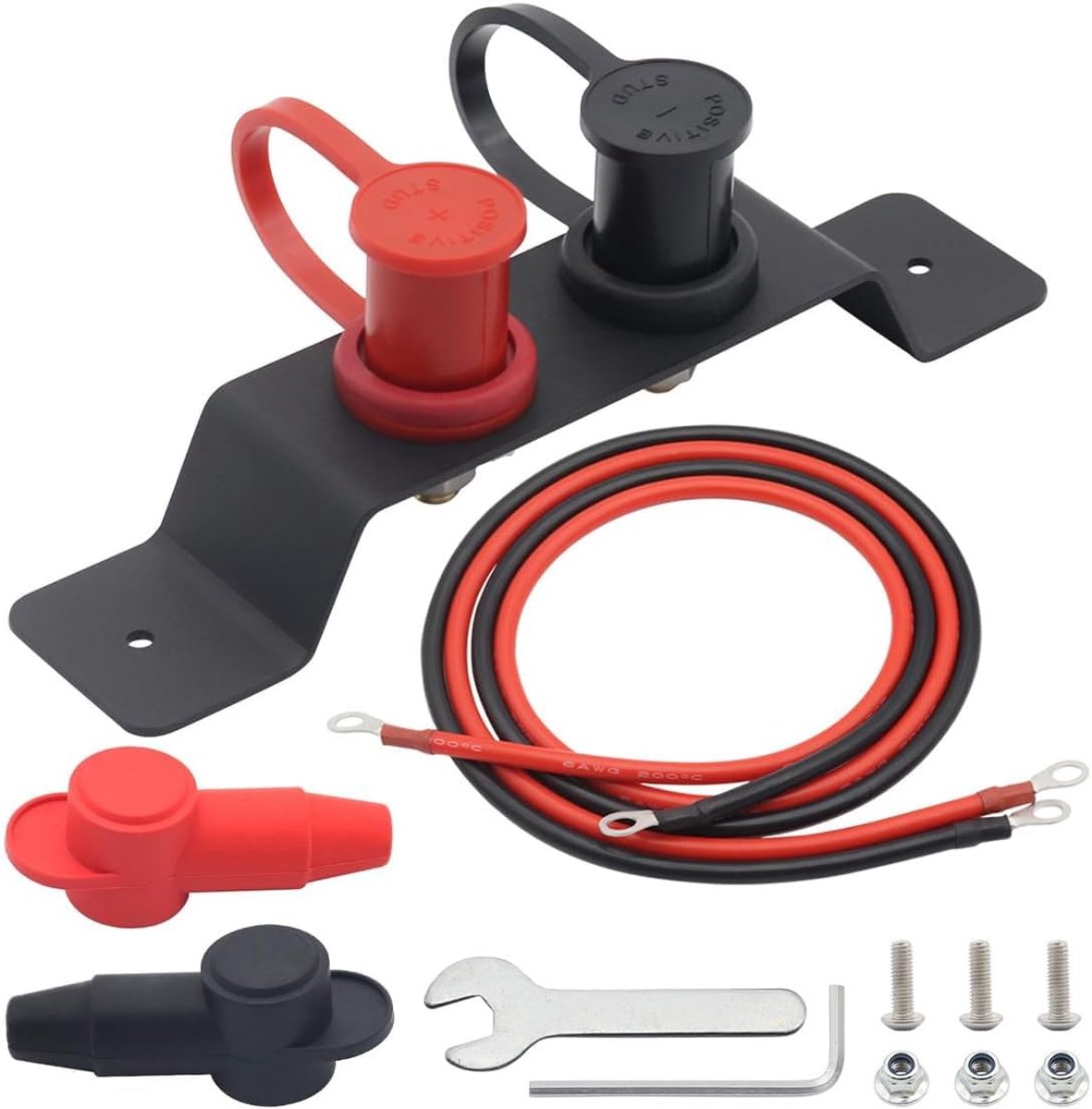 SnelShoppen - Accuklemmen Set voor 48V 250A Batterij, Inclusief PVC Isolatiekap, Ideaal voor Boot, Tractor, Caravan en Motorhome