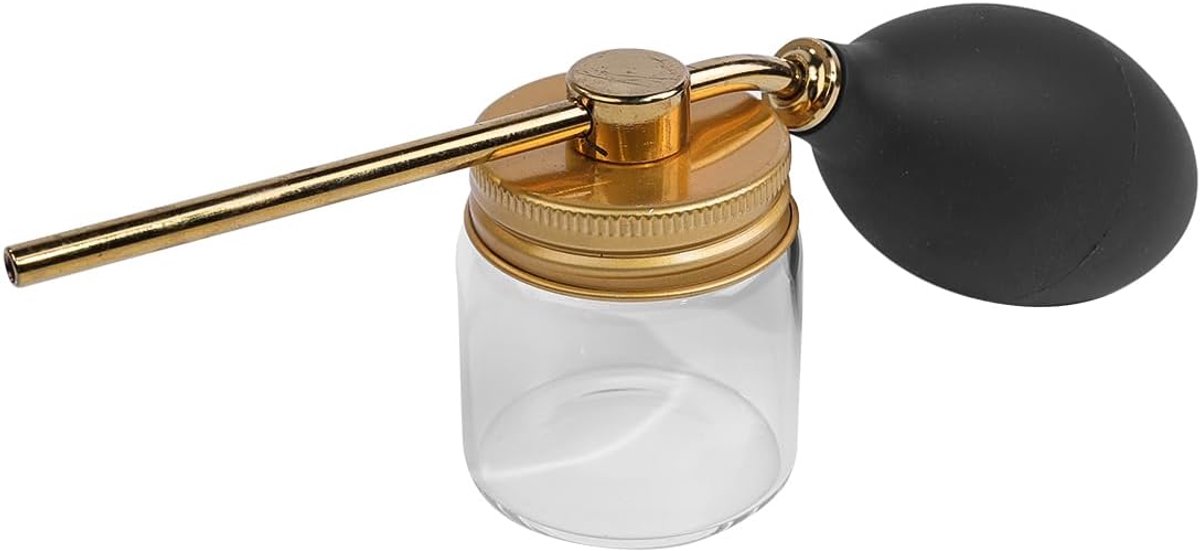 SnelShoppen - Haarvezel Verstuiver, Haar Siliconen Luchtzak Duster, Gouden Haarvezel Verstuiver, Haar Dichtheid Constructie Verstuiver met Glas Fles
