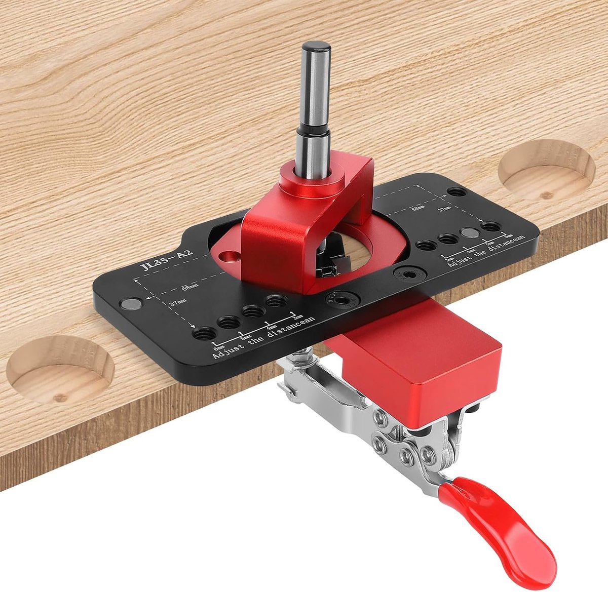 SnelShoppen - Deur Scharnier Installatie Mal, Snelle Boor Set met Dubbele Lagers voor Thuis en Houtbewerking, 35mm Verborgen Kast Scharnier Fixture Bo