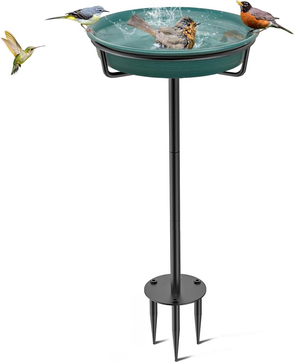 Vogelbad Voederbak - Waterplaats Tuin - Vogels Voeren - Vorstbestendig Ontwerp - 70 cm Hoog - Groen