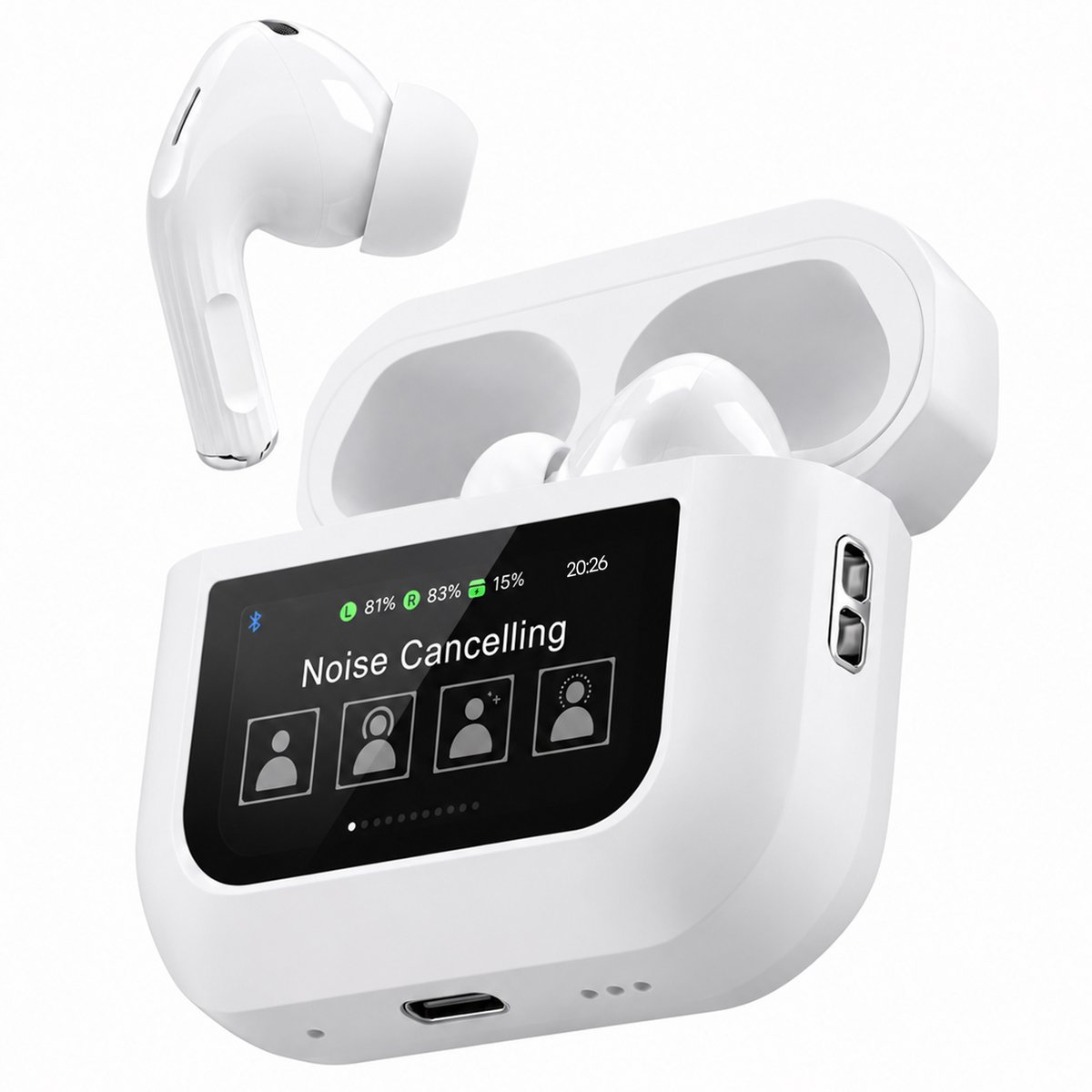Phreeze TWS9 Pro ANC - Draadloze Oordopjes - Noise Cancelling Oortjes - Bluetooth Oordopjes - In Ear Oortjes - Muziek, Bellen & Sporten - Oplaadcase met Scherm