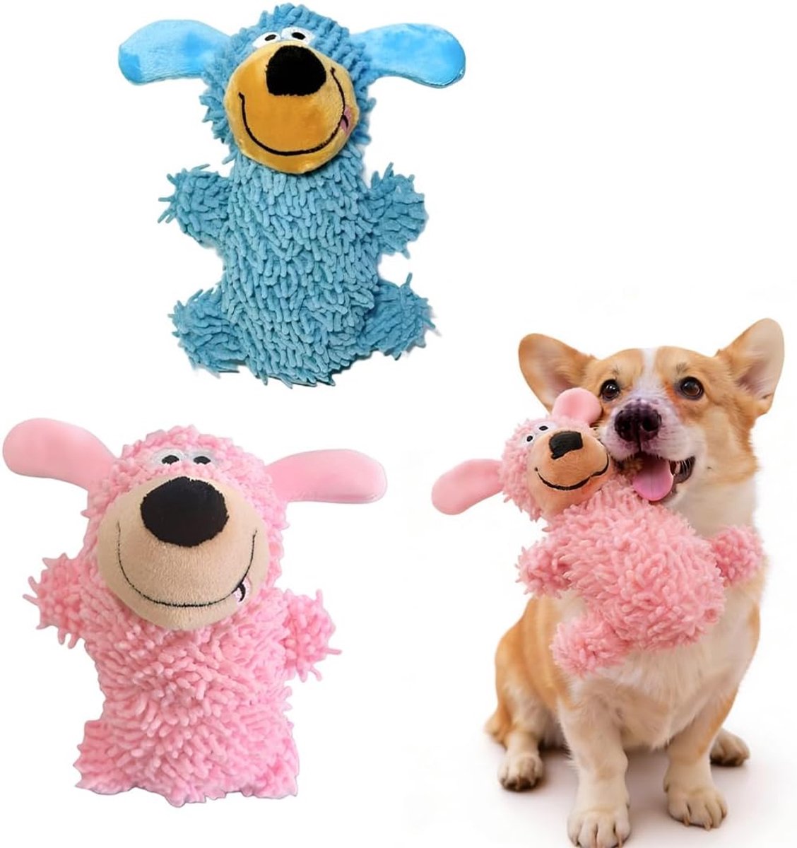 Interactief honden speelgoed – 2 stuks – onverslijtbaar pluche dier – mentale en fysieke stimulatie – ShopVlot