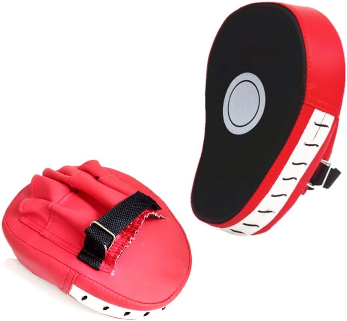 SnelShoppen - 2 x Rode Hand Squeeze Boxen Kickboksen Muay Thai Karate Taekwondo Training - Ergonomisch PU Leer - Ideaal voor Stoten en Beweging