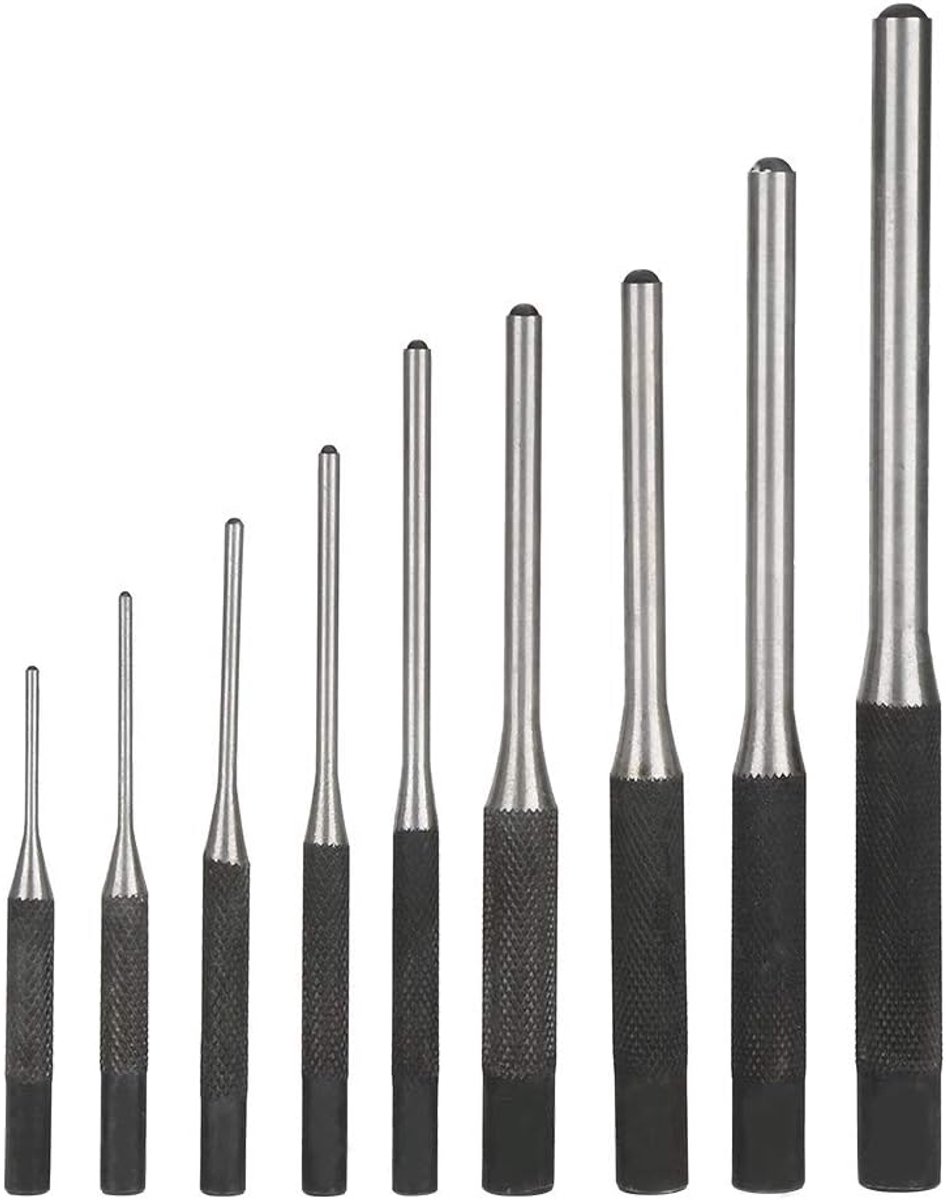 Roll Pin Punch Set 9 delig - duurzaam staal - verschillende maten - ideaal voor precisiewerk - ShopVlot