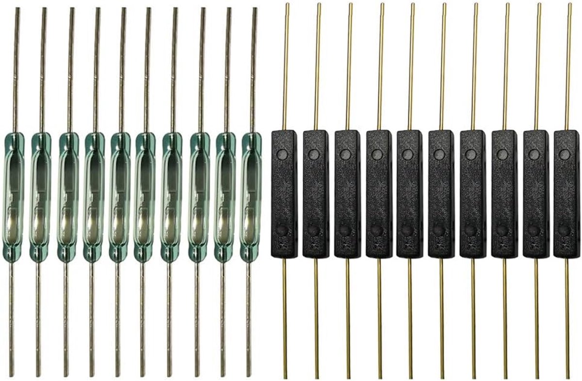 SnelShoppen - 10 Stuks Plastic en Glazen Reed Switch - Magnetische Inductieschakelaar - 2.5mm x 14mm & 2mm x 14mm - Voor Elektronische Toepassingen -
