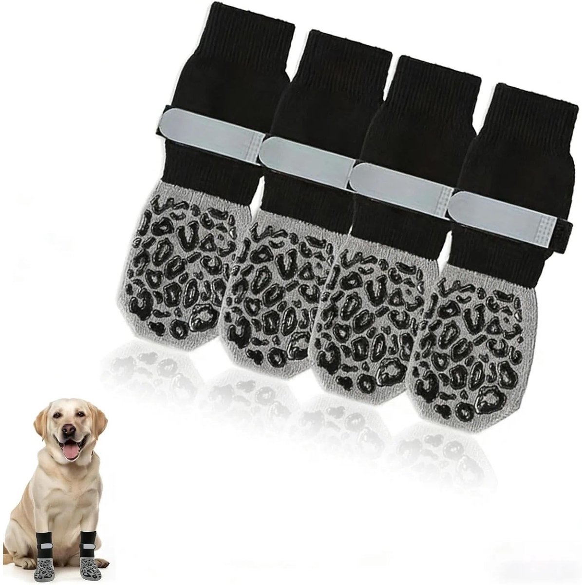Honden- en Kattensokken, Antislip Dubbelzijdige Katoenen Sokken met Verstelbare Kleefband, Maat M voor Dierenbescherming en Comfort