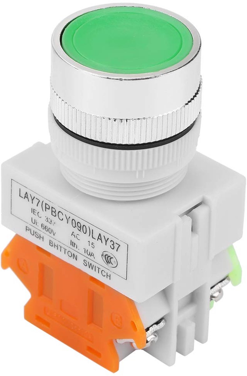SnelShoppen - Pushbutton Schakelaar Auto Reset Type 22mm Plat Hoofd 5A 220V - Momentary Switch voor Auto, Tuin, Keuken en Meer