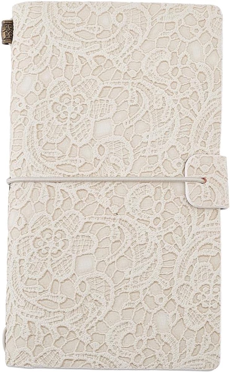 SnelShoppen - A6 3D PU Lederen Notitieboek voor Vrouwen met Bloemen Embossed, 96 Pagina's, Refillable Schrijfnotitieboek met 3 Stijl Papieren, Retro G