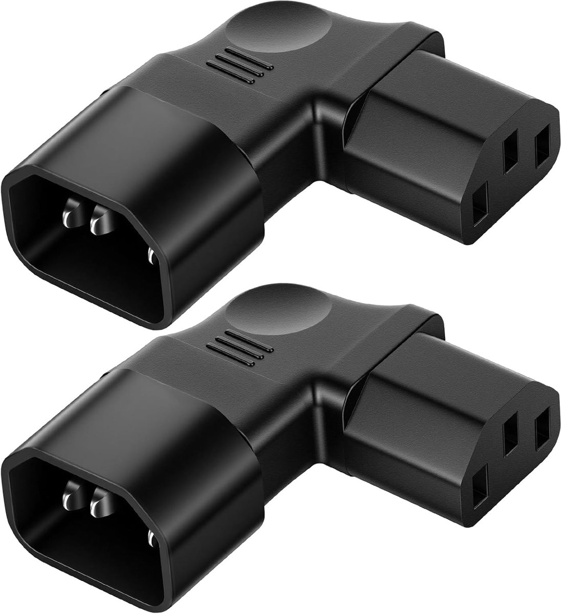 Koude apparaten stekker 90° - 2 stuks C14 naar C13 - 3 pin 250V 10A - ideale oplossing voor ruimtebesparing - SnelShoppen