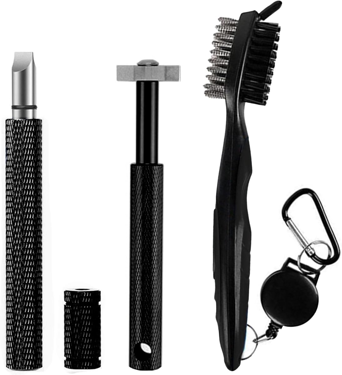 3 Pack Golf Club Brushes, Double Sided Nylon and Stainless Steel Spike, Golf Club Brush, Groove Cleaner, Golf Club - ShopVlot