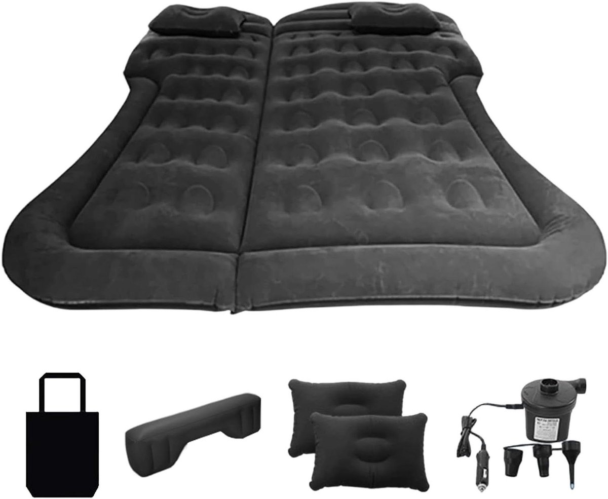 Automatras met pomp - Luchtbed auto - Comfortabel slapen - Verdikte vlokking - 175 x 130 cm - Grijs