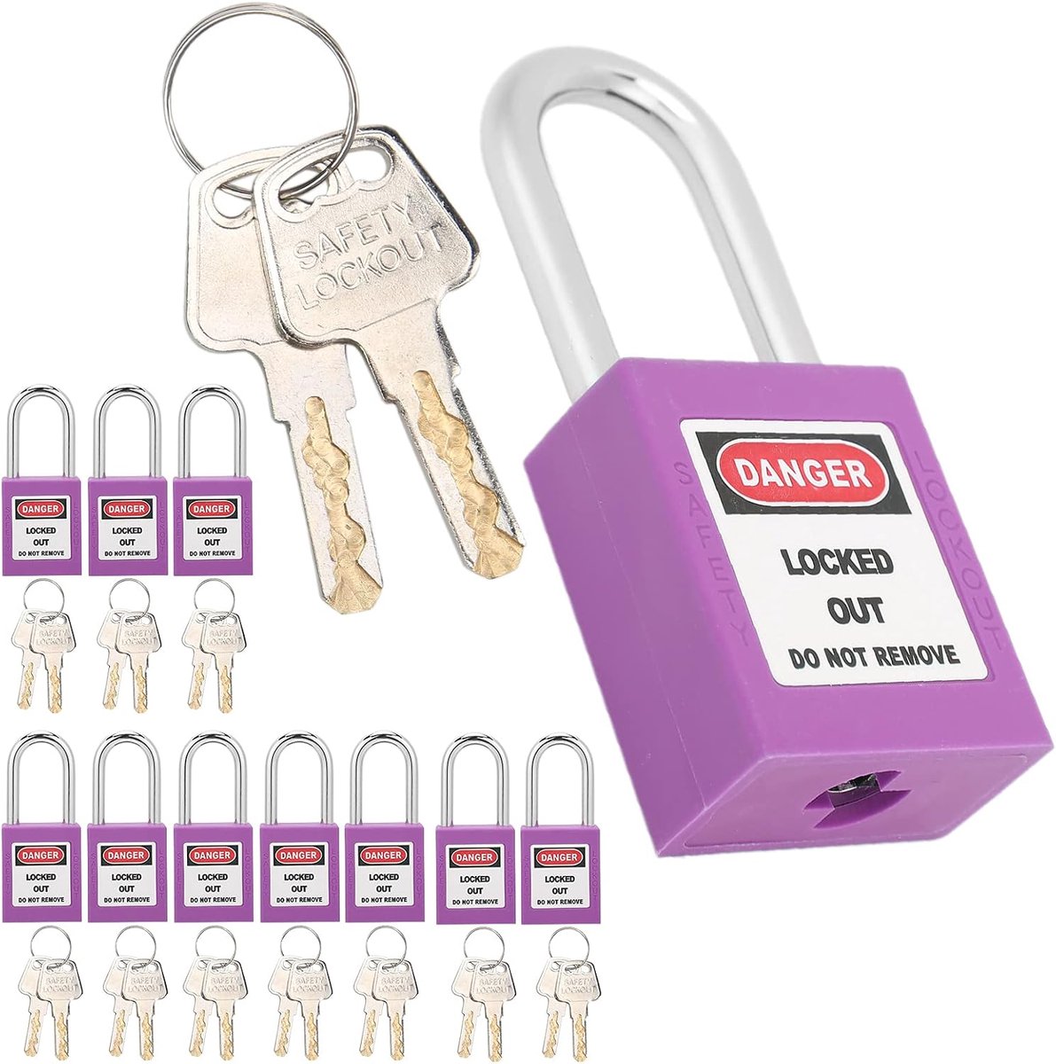 SnelShoppen - Lockout Tagout Lockout, 38 Mm Nylon Veiligheids Hangslot met 20 Sleutels, Ideaal voor Chemische en Aardgas Industrie (Paars)