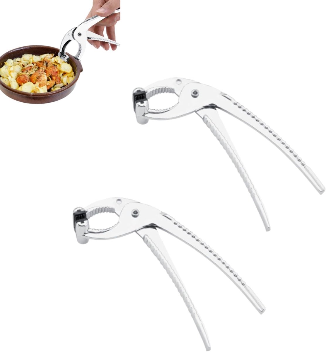 SnelShoppen - 2 Stuks Hot Pot Gripper, Anti-Burns Clip, Zinklegering Oven Clip Pliers, Grip Grabber voor Hot Pot, Pan, Schotel, Griddle Grabber, Magne
