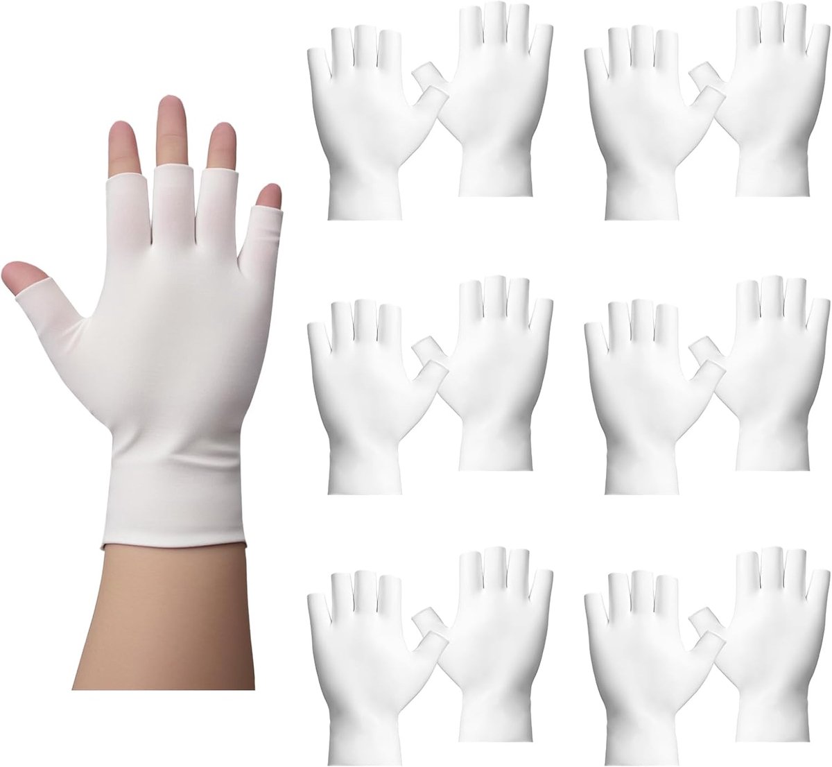SnelShoppen - 5 Paar Vingerloze Vochtigheids Handschoenen, 100% Katoen, Witte Therapie Handschoenen, Ademend voor Nachtverzorging, Perfect voor Slaap,