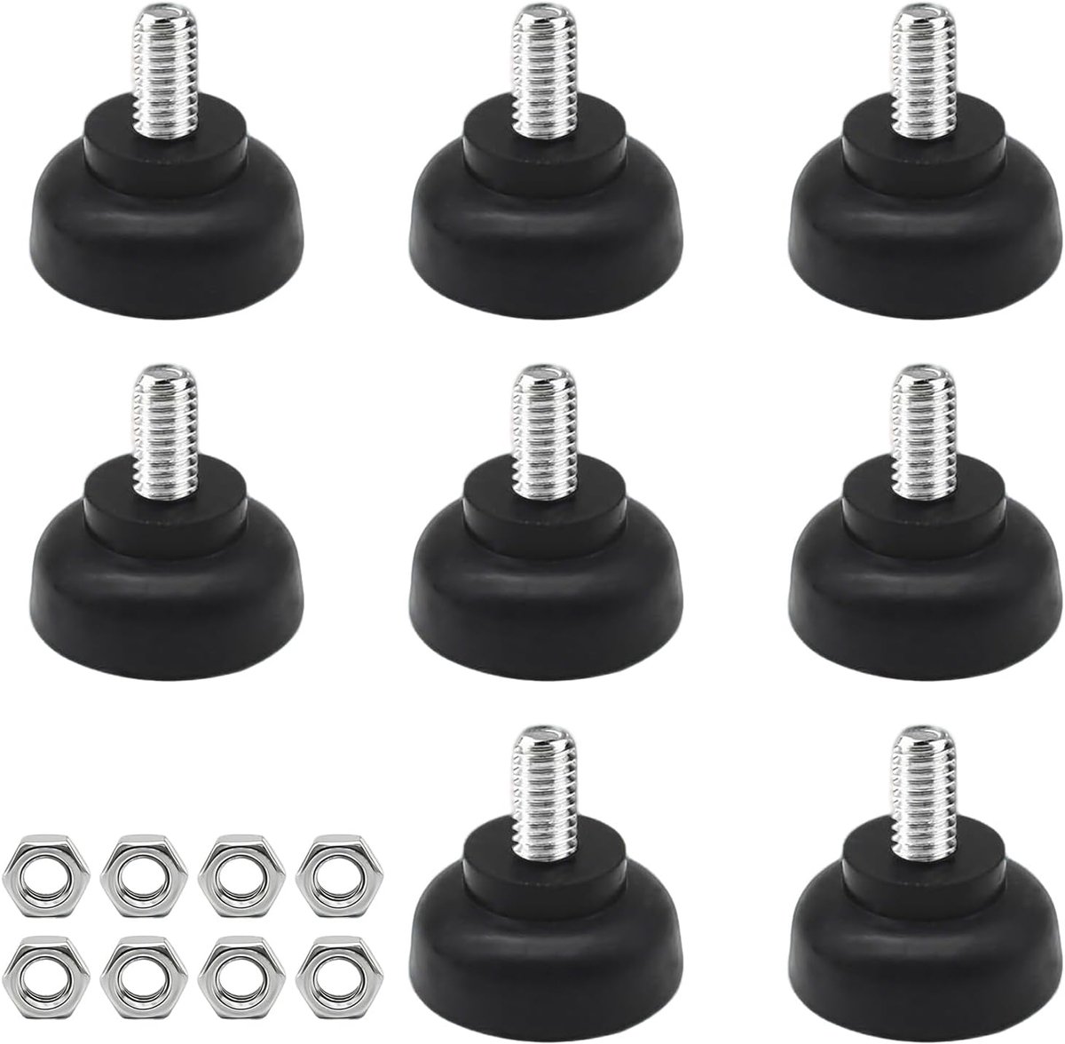 SnelShoppen - 8 Stuks Verstelbare Meubelpoten 35 x 20 x 20 mm Hoogte Verstelbaar Antislip Schokabsorptie met 8 Moeren voor Meubel Tafel Stoel Poten Sc