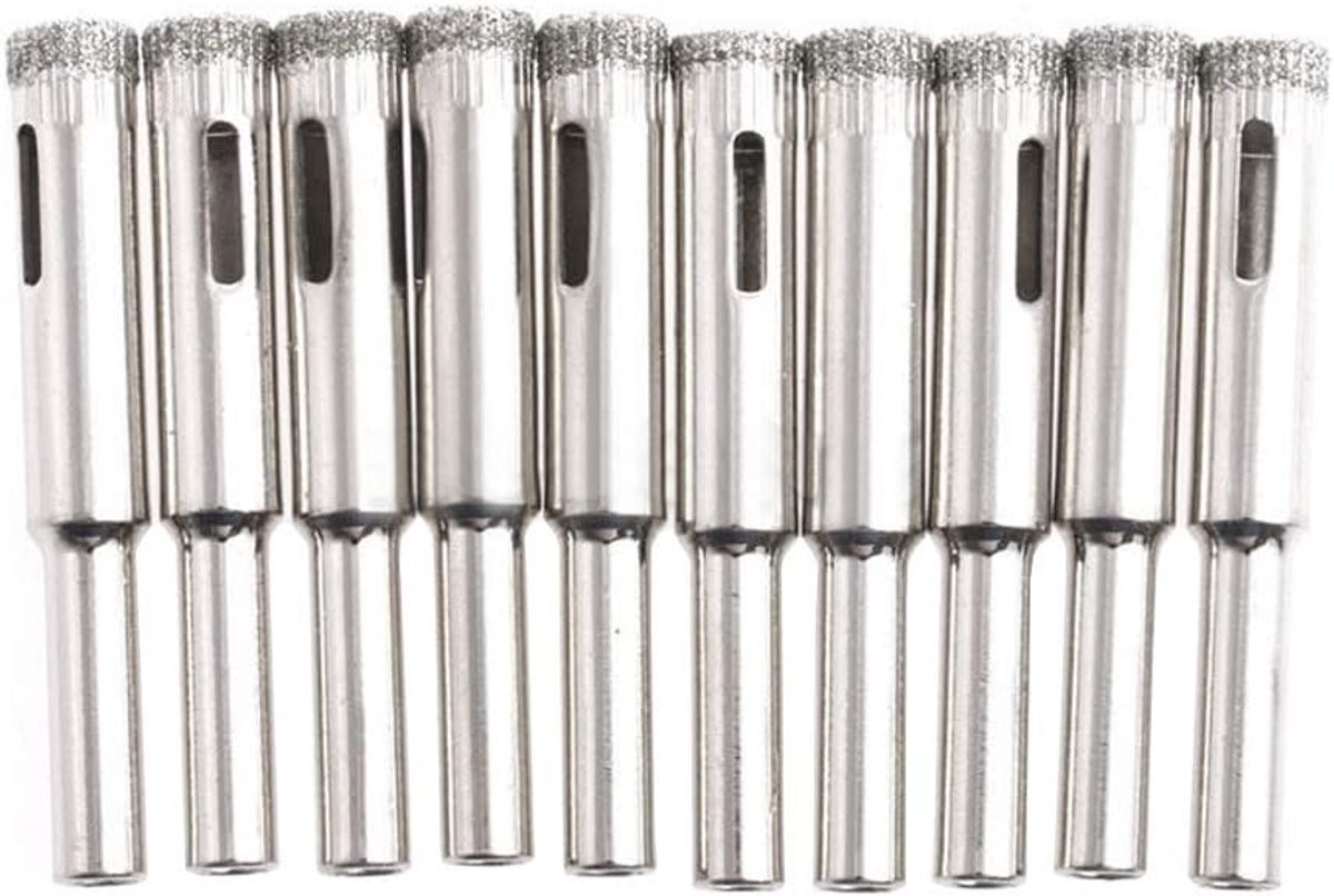 SnelShoppen - 10-delige Diamant Boor Set 8mm Boor Houtbewerking Gereedschap voor Glas, Keramiek, Porselein, Marmer, Tegels en Graniet