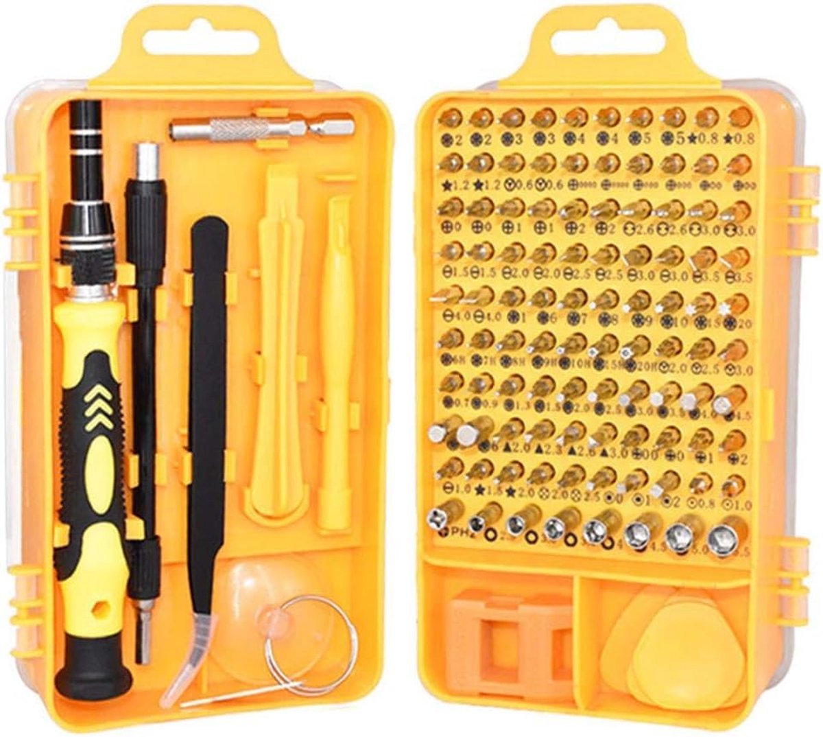 SnelShoppen - 115-in-1 Schroevendraaierset voor Mobiele Apparaten & Horloge Reparatie - Professionele Handgereedschap Kit met 98 Schroefbits en 17 Ver