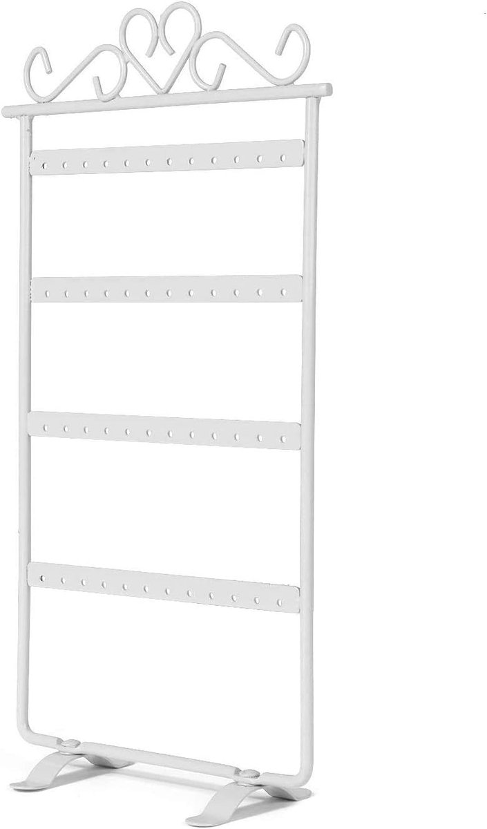SnelShoppen - Item Display Stand 48 Gaten, 4 Laags Hangend Display Rek voor Oorbellen, Wit, Perfect voor Sieraden, Bruiloft Accessoires en Thuisdecora