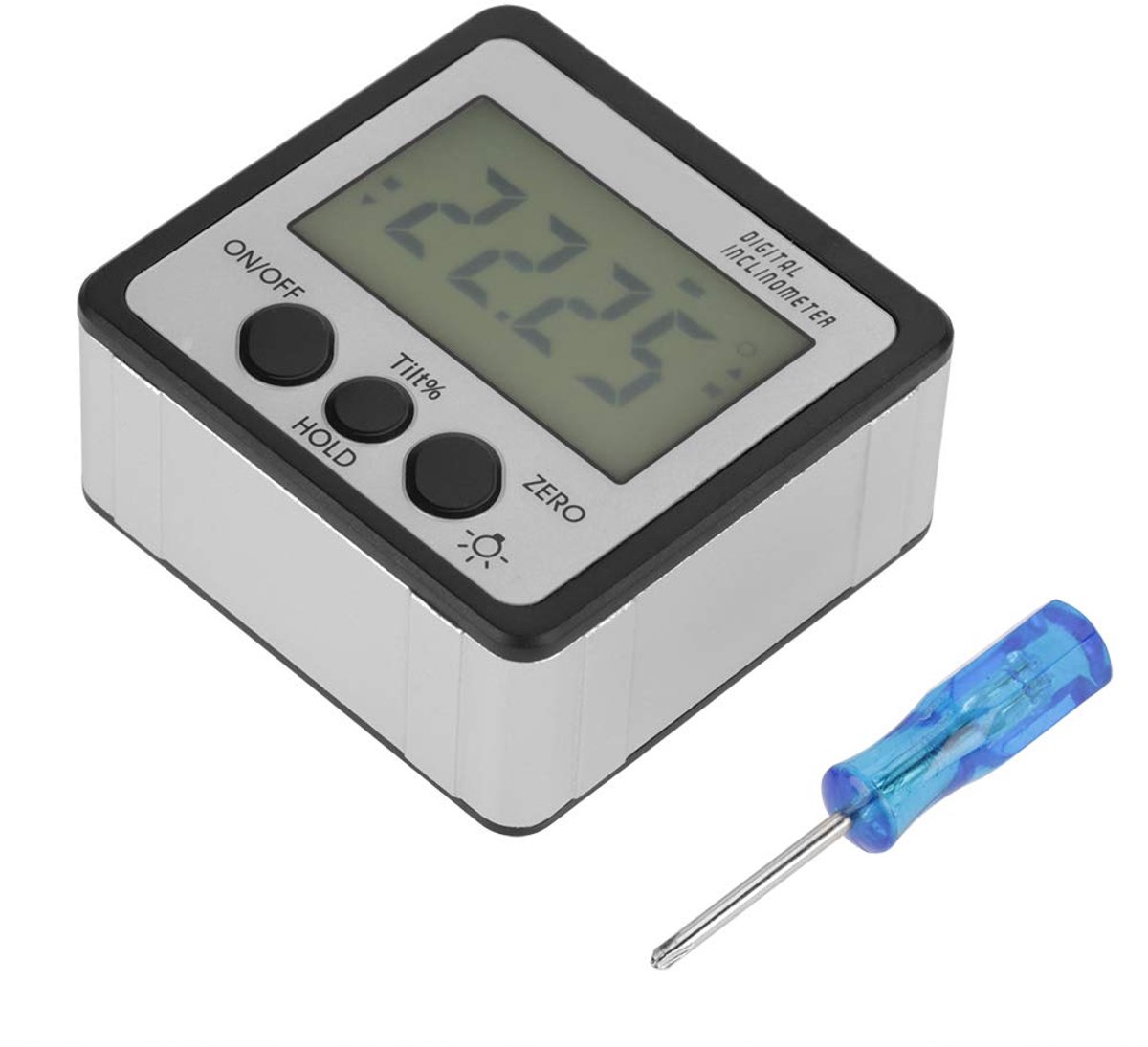 SnelShoppen - Digitale Hoekmeter Inclinometer IP54 met Magnetische Basis en LCD Scherm - Precisie 4 x 90 ° - Aluminium en ABS - Voor Klussen en Meting