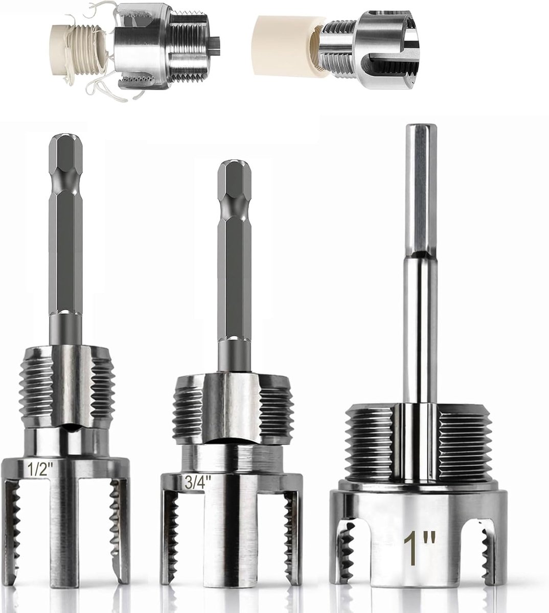 PVC draadsnijderset 1/2", 3/4" & 1" NPT - geïntegreerd ontwerp - binnen- en buitendraad - efficiënte gebruikservaring - ShopVlot