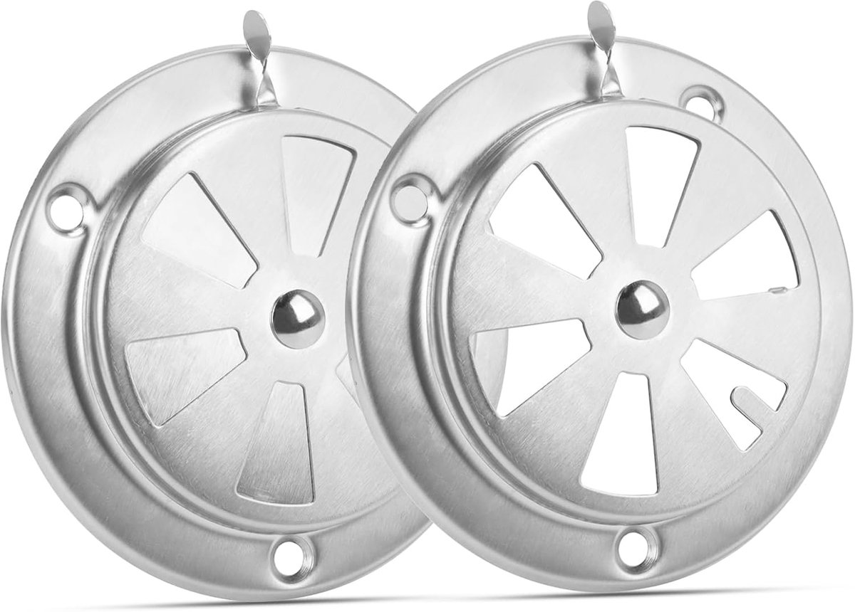 Pack of 2 Stainless Steel Ventilation Rods Diameter 95 mm Silver Round Fan Lockable Ventilation Grille Grill - ShopVlot