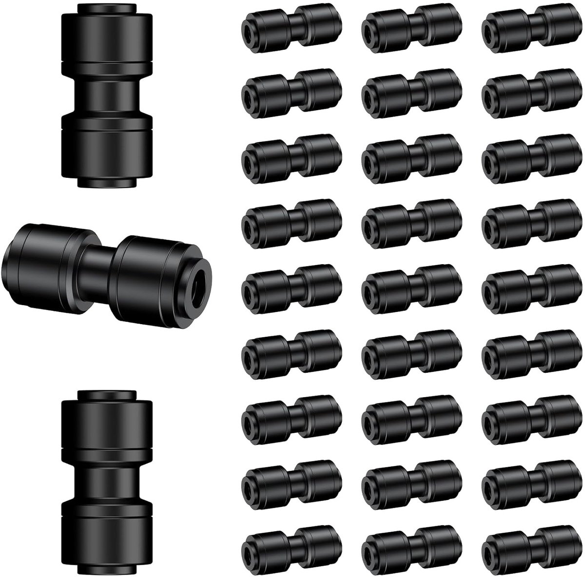 SnelShoppen - 30 Stuks Plug-In Aansluitingen 6mm voor Druppelirrigatie, 2-Wegs Verbinders, Rechte Aansluitingen voor 6mm Tuinslang, Lekvrije Irrigatie