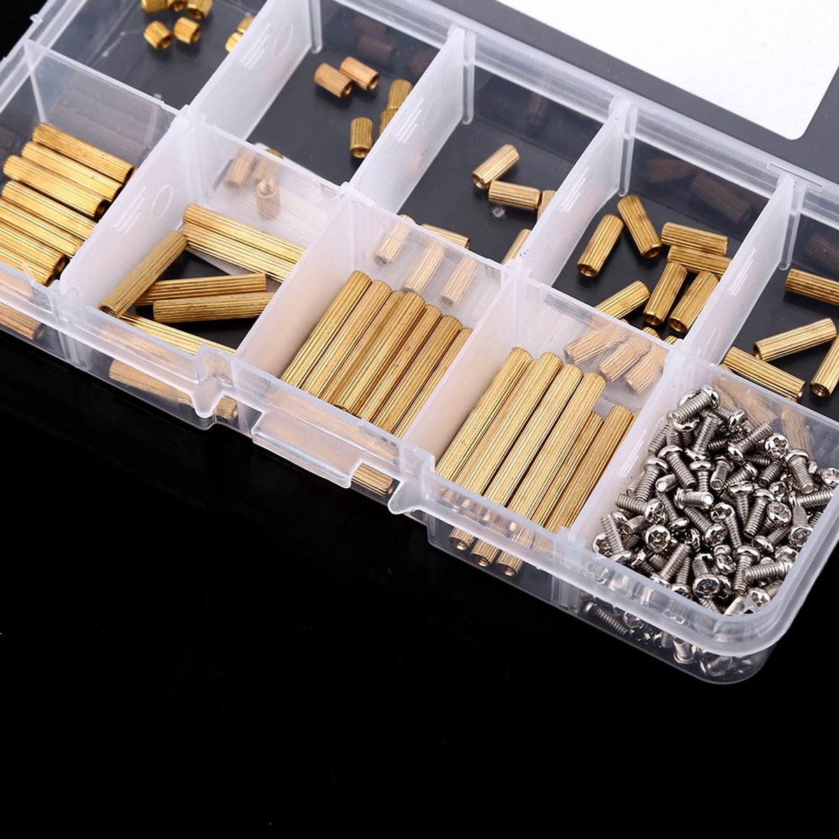 SnelShoppen - 270-delige M2 Écrou Vis Entretoise Filleté Mannelijk Vrouwelijk en Loodvrij Messing Kit Assortiment PCB met Plastic Opbergdoos