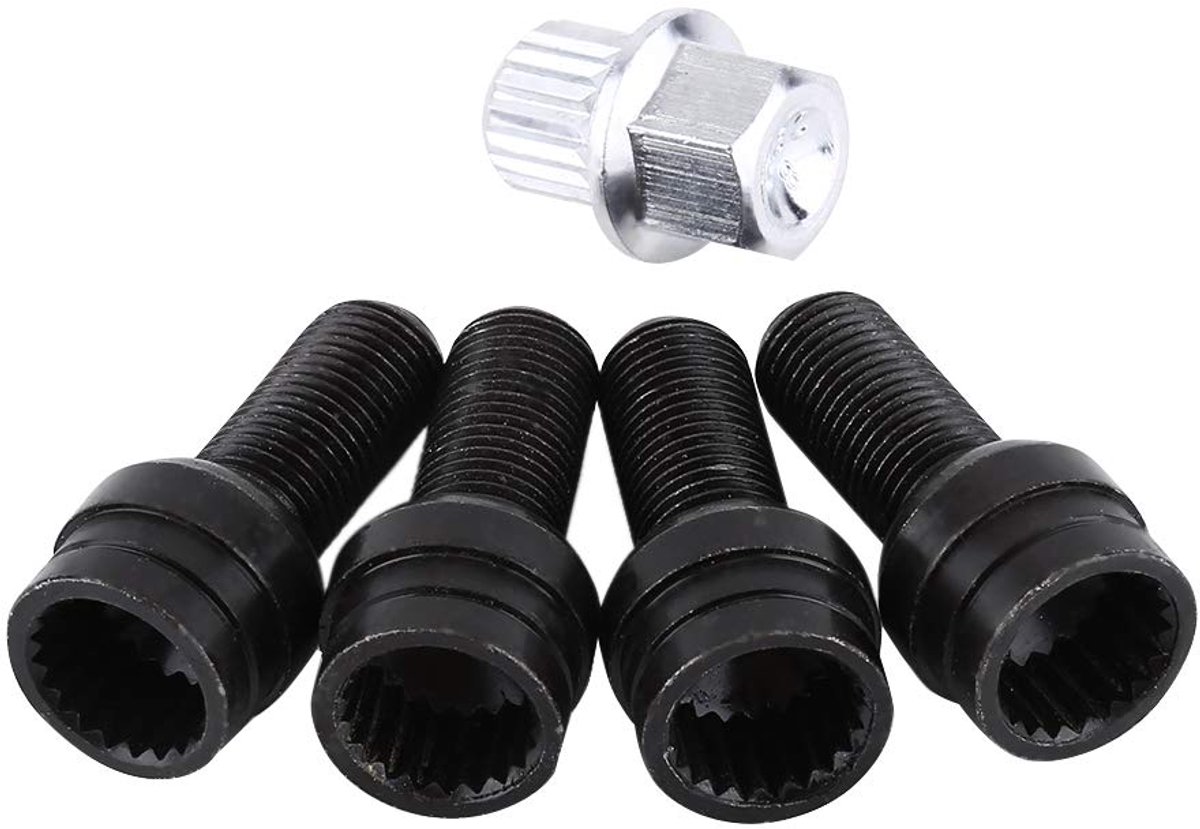 SnelShoppen - Car Locking Wheel Nut Set, M14*1.5mm Stalen Wielbouten & Sluitmoer Set met Sleutel voor Auto, Duurzaam en Corrosiebestendig