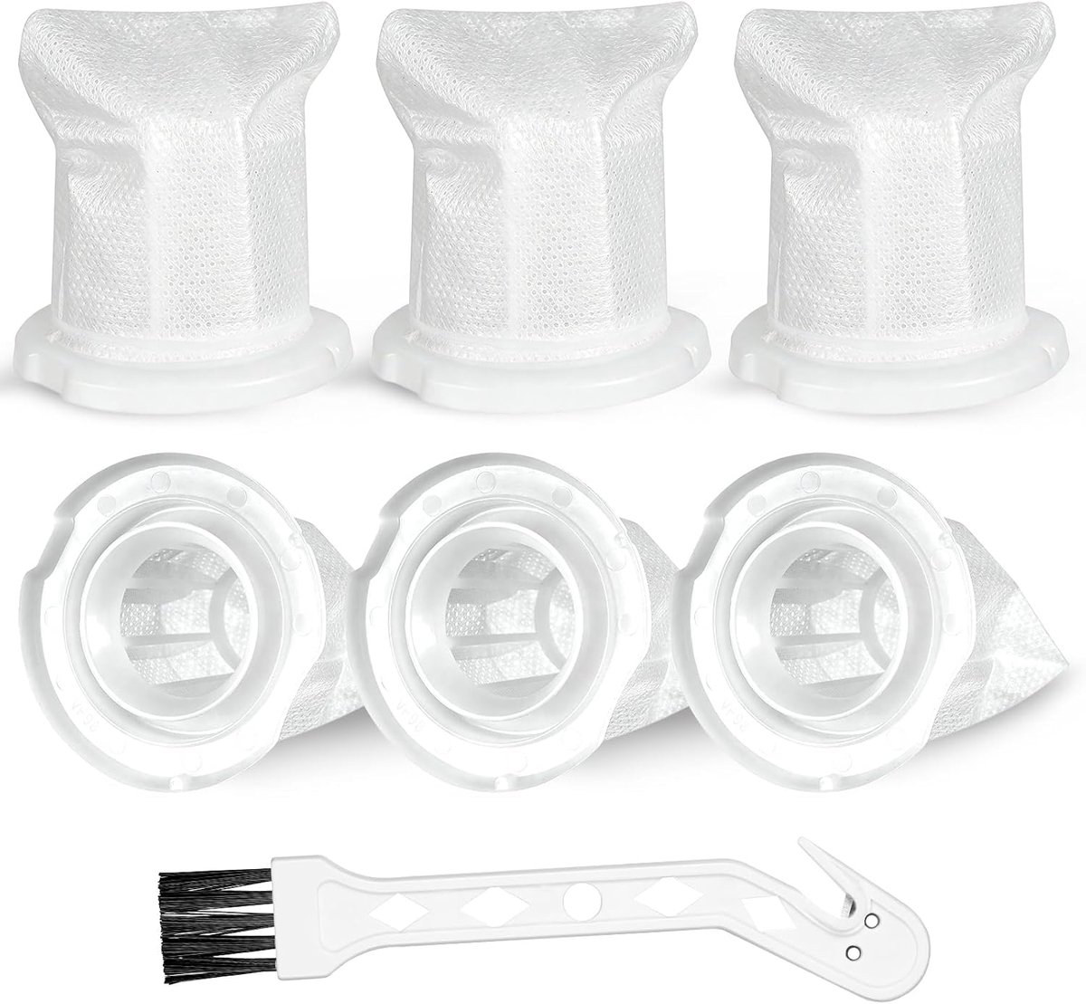 SnelShoppen - 6 Stuks Filters voor Vorwerk Kobold VC 100 - Vervangingsfilters met Reinigingsborstel - Handstofzuiger Vuilfilter - Hoogwaardige Filteri