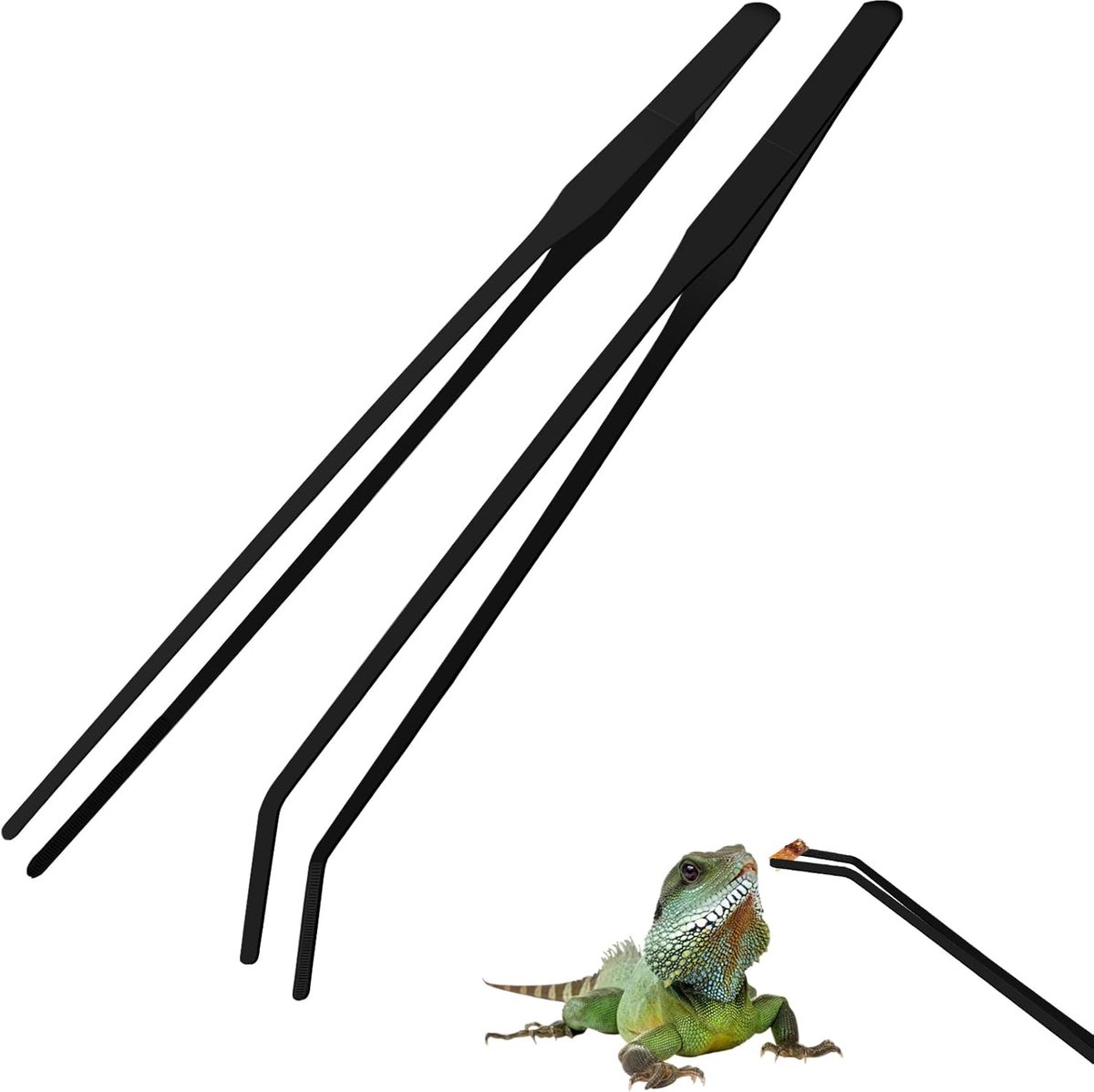 SnelShoppen - 2 Pack Aquarium Tweezers, Lange Set 27 cm, RVS Rechttrekker en Gebogen Tip, Terrarium Accessoires voor Reptielen, Hagedissen, Spinnen, S