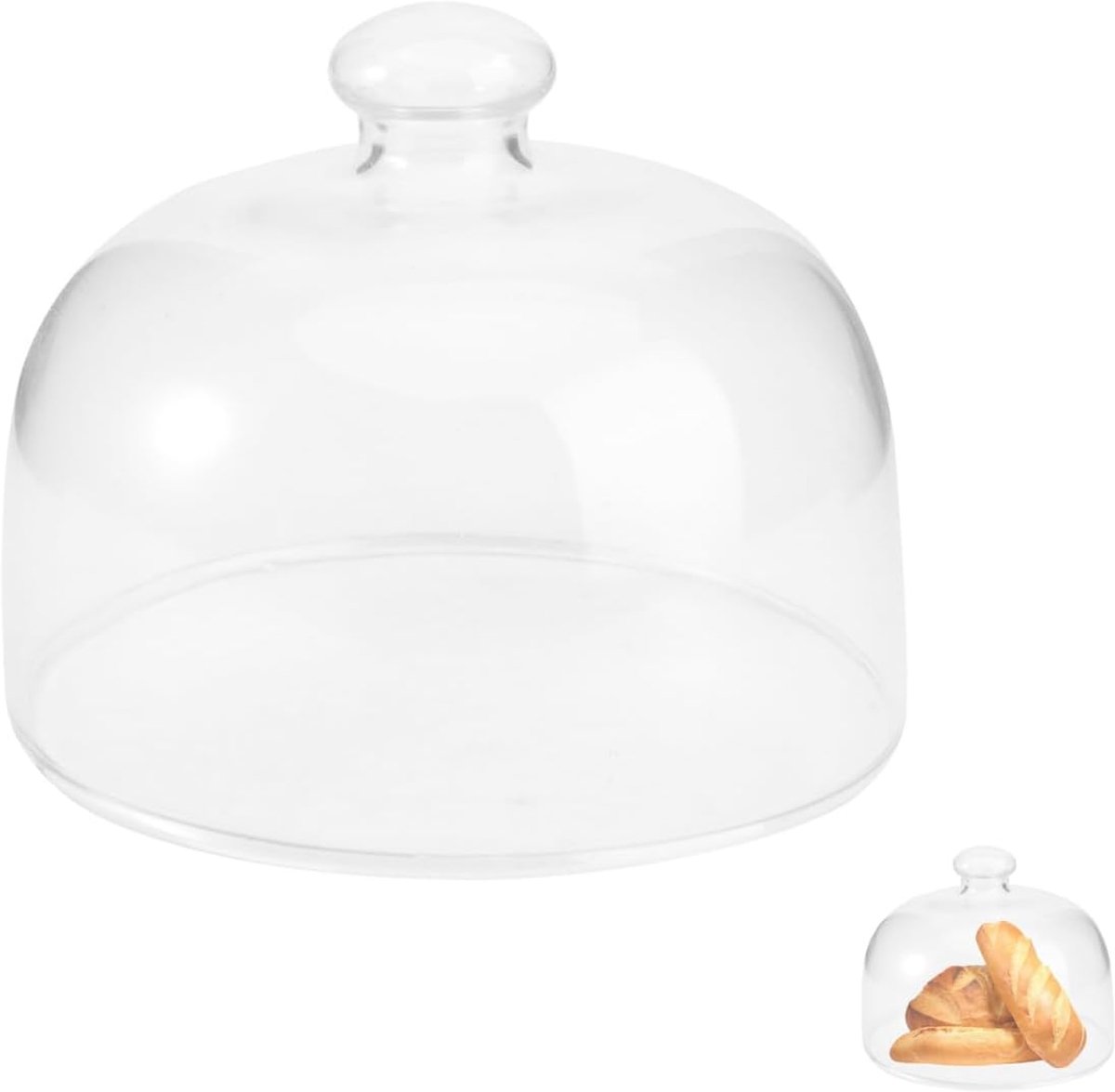 SnelShoppen - Hemoton Taartstandaard Deksel Glazen Dessert Cloche Transparant Taartdeksel Presentatie Taartplateau Serveerplaat Punchkom 13x13x11cm