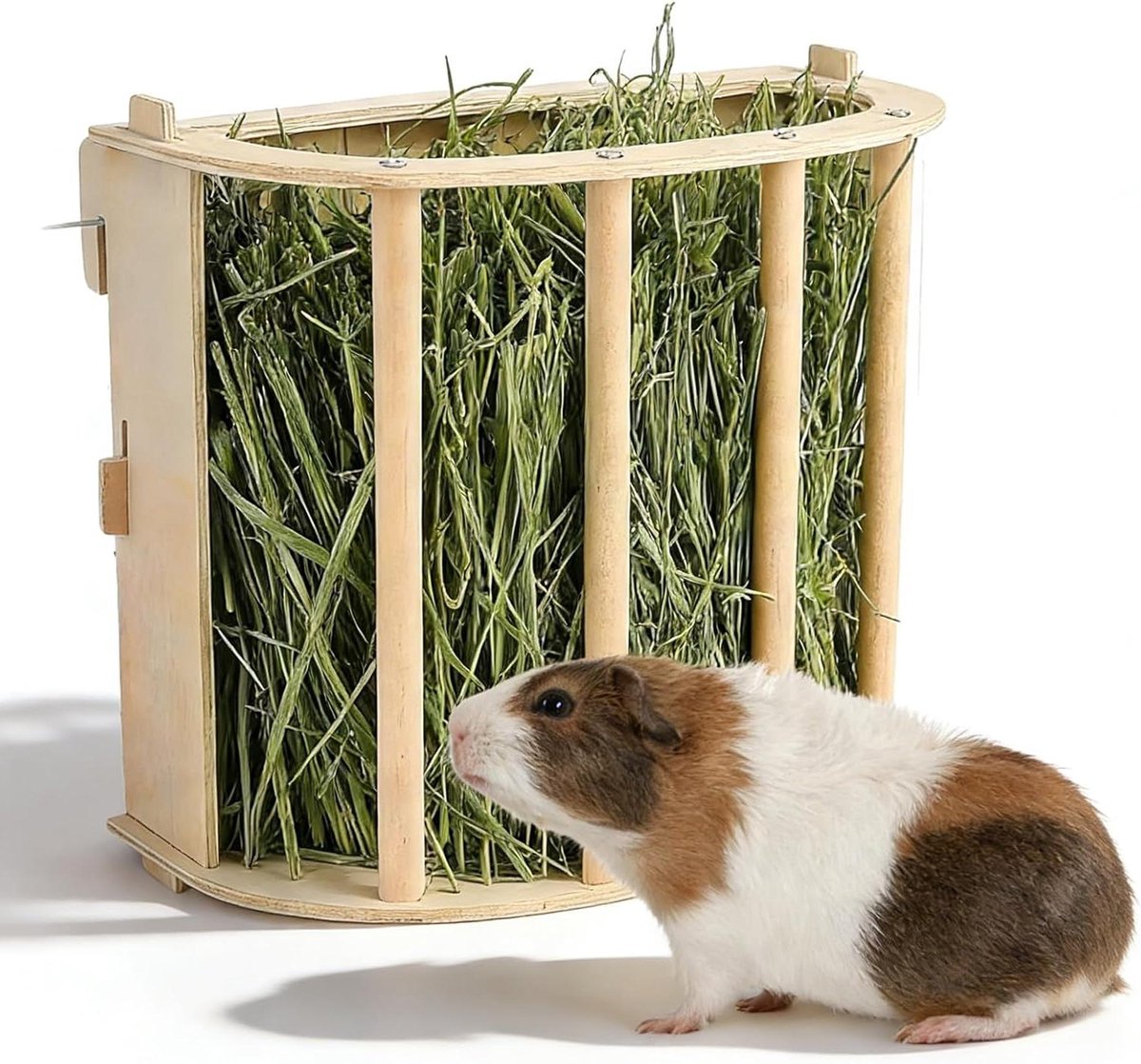 Hooiruif Huisdier - Voerbak Hout - Kleine Dieren - Natuurlijk Materiaal - 25 x 13 x 188 cm - Houtkleur