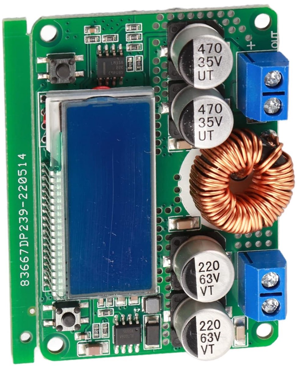 SnelShoppen - Verstelbare DC/DC Omvormer 8-60V naar 3-32V, Max 7A Spanning Regulator, LCD Digital Voltmeter en Ampèremeter met Behuizing voor Camping
