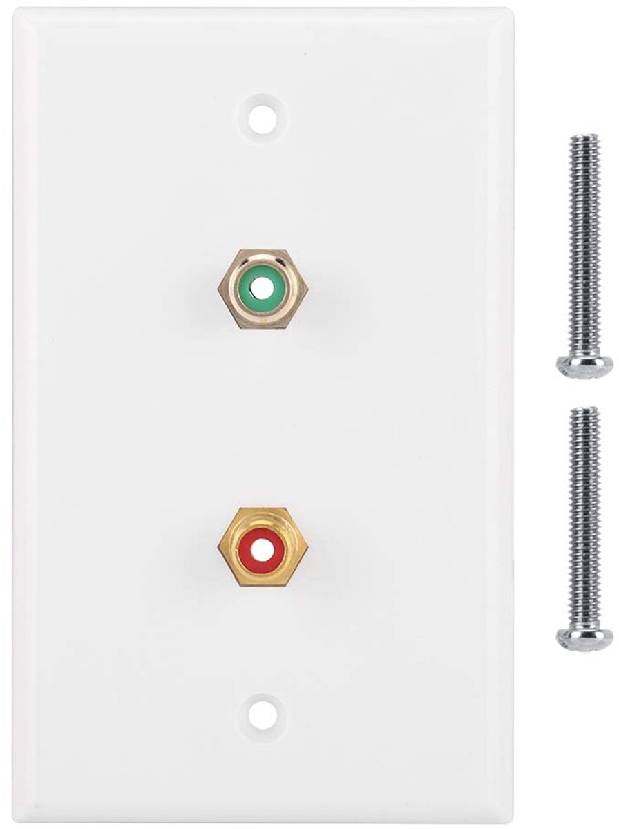 SnelShoppen - Dual RCA Connector Wandplaat voor Audio Video - 2 RCA Aansluitingen - Muurmontage - Kleurgecodeerd - Eenvoudig te Installeren