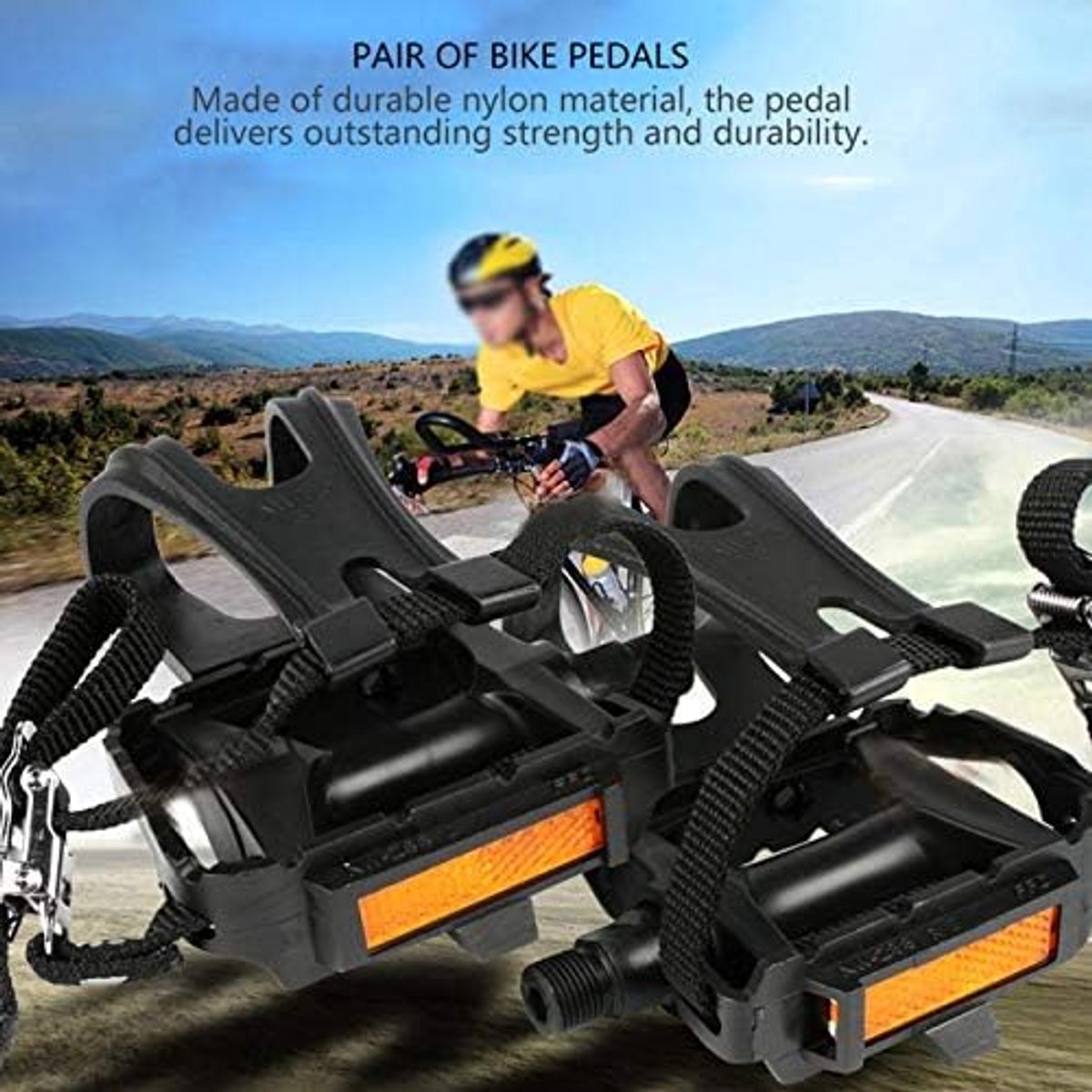 SnelShoppen - Nylon Fietspedaal met Hollowed Design, Inclusief Toe Clips en Straps, Voor Mountainbikes, Racefietsen en Stadsritten - Lichter en Compac
