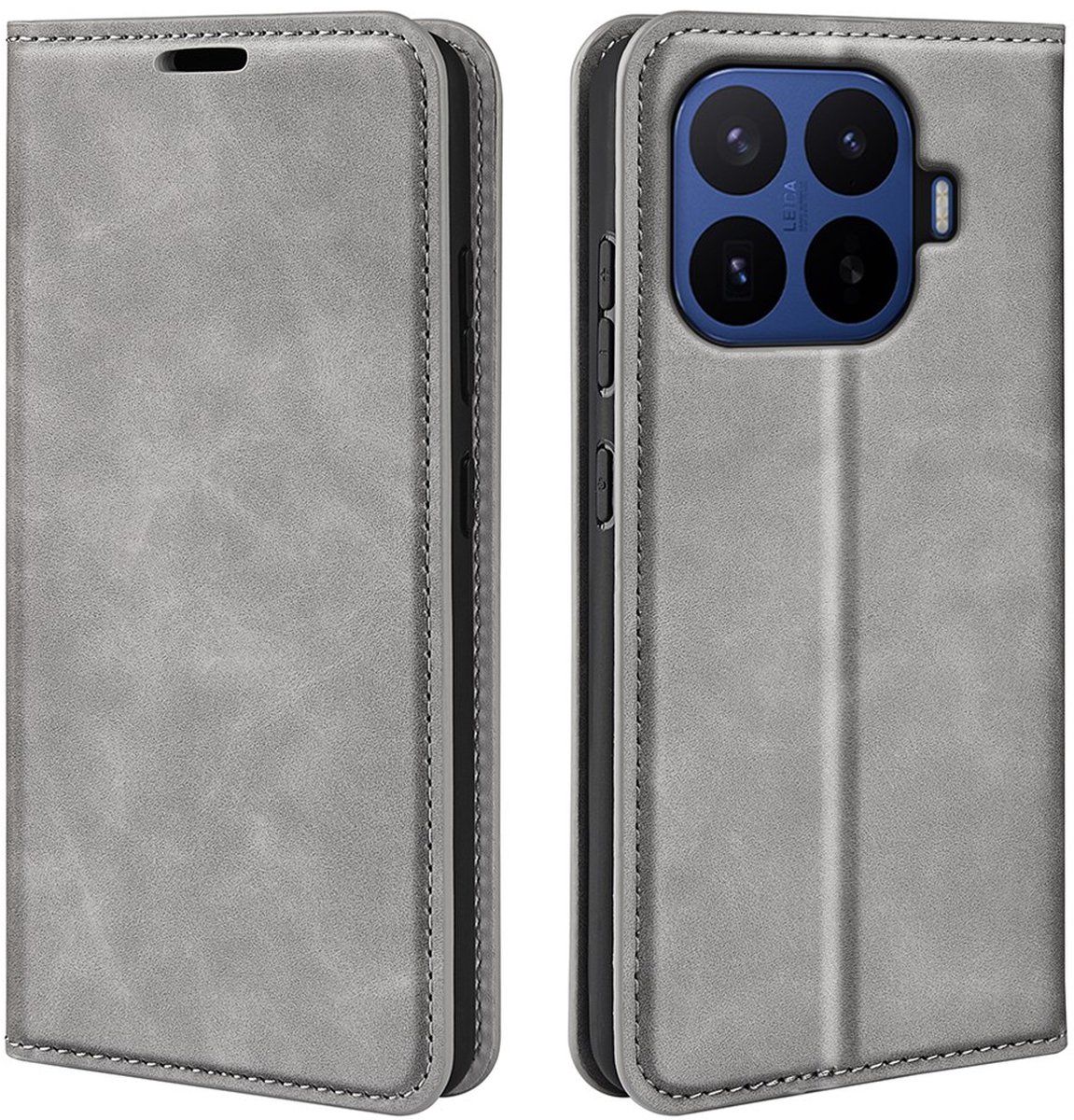 MobyDefend Hoesje - Geschikt voor Xiaomi 17T Pro - Luxe Wallet Bookcase (Magnetische Sluiting) - Grijs