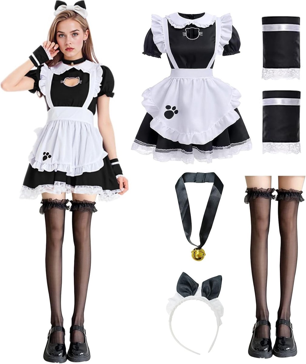 Anime Maid Cosplay Jurk voor Kerst en Halloween - Klassiek Kostuum voor Feestelijke Gelegenheden