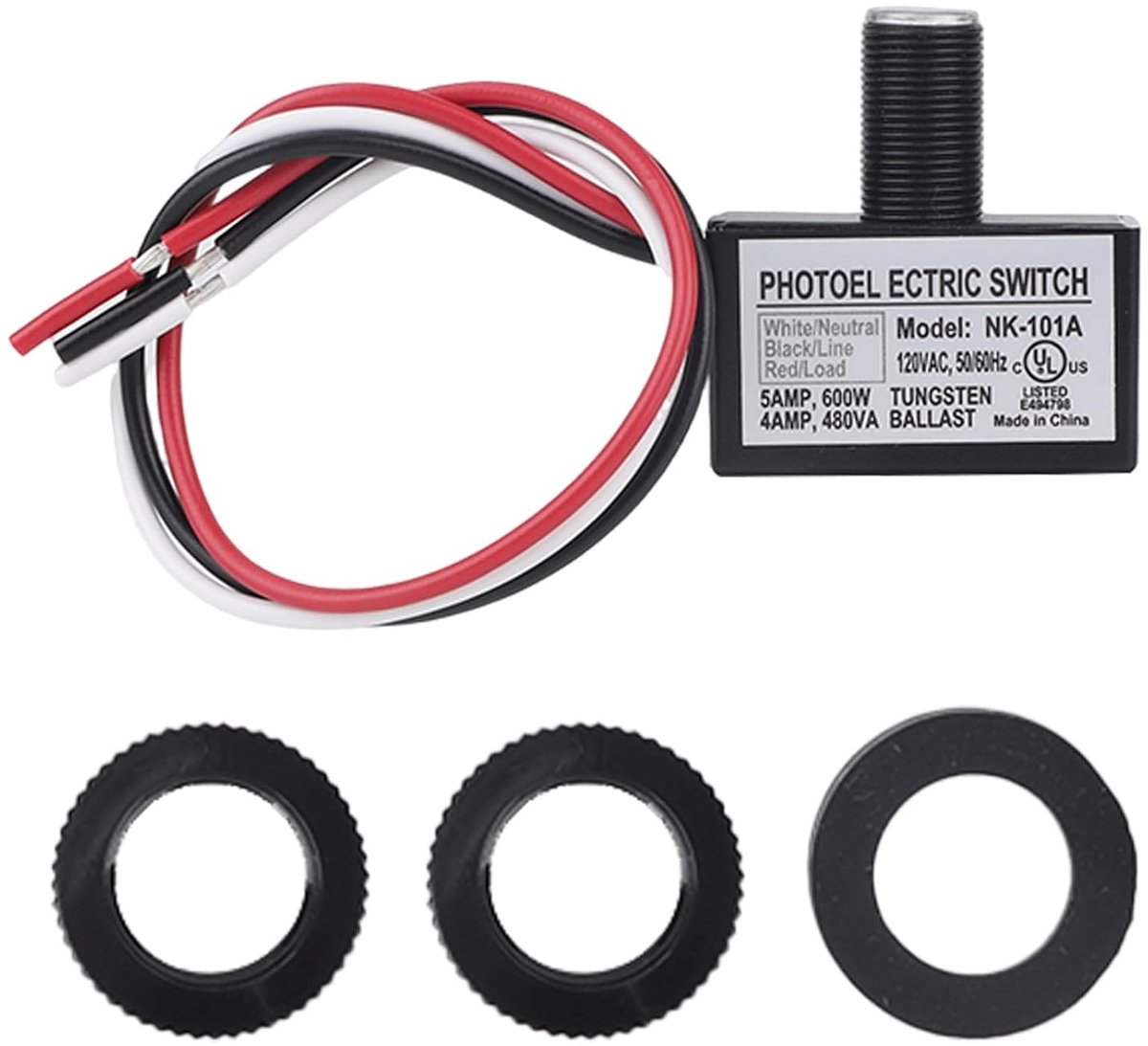 SnelShoppen - 105V-130V AC Foto-elektrische Lichtsensor met Moeren en Ring voor Dusk-tot-Dawn Automatische Aan/Uit Schakelaar voor Buitenverlichting