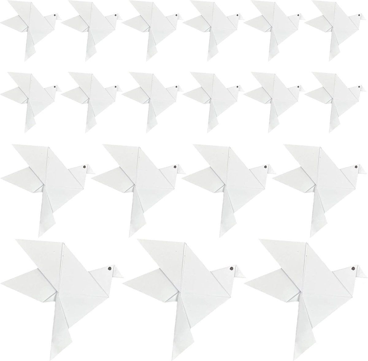 SnelShoppen - 36 Stuks Vredesduiven Origami Pigeons Handgemaakte Papieren Vogels in 3 Maten voor Bruiloft, Feest, Woondecoratie (Wit)