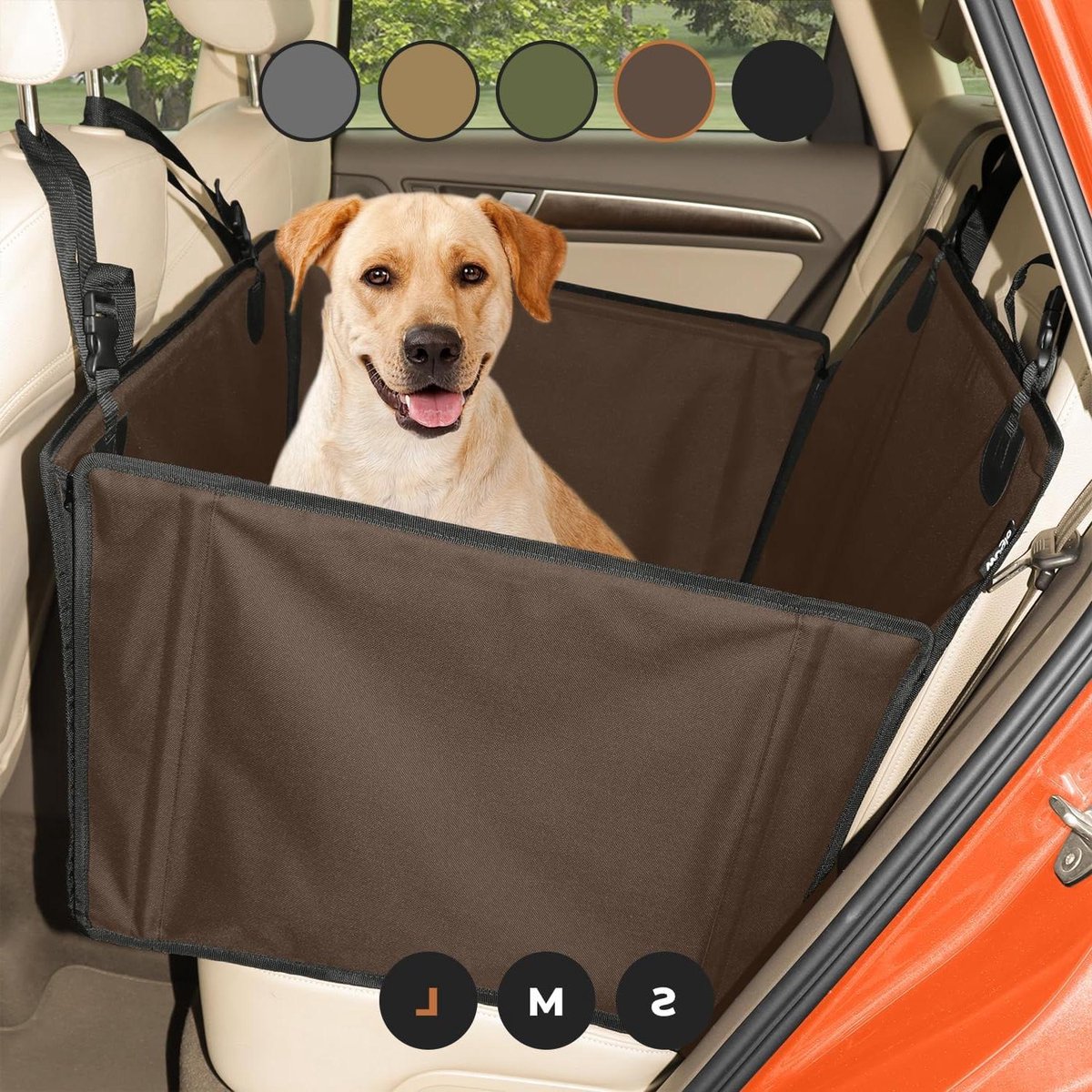 Honden autostoel - Reismand auto - Veilig reizen - Extra stabiele constructie - 58 x 75 x 36 cm - Bruin
