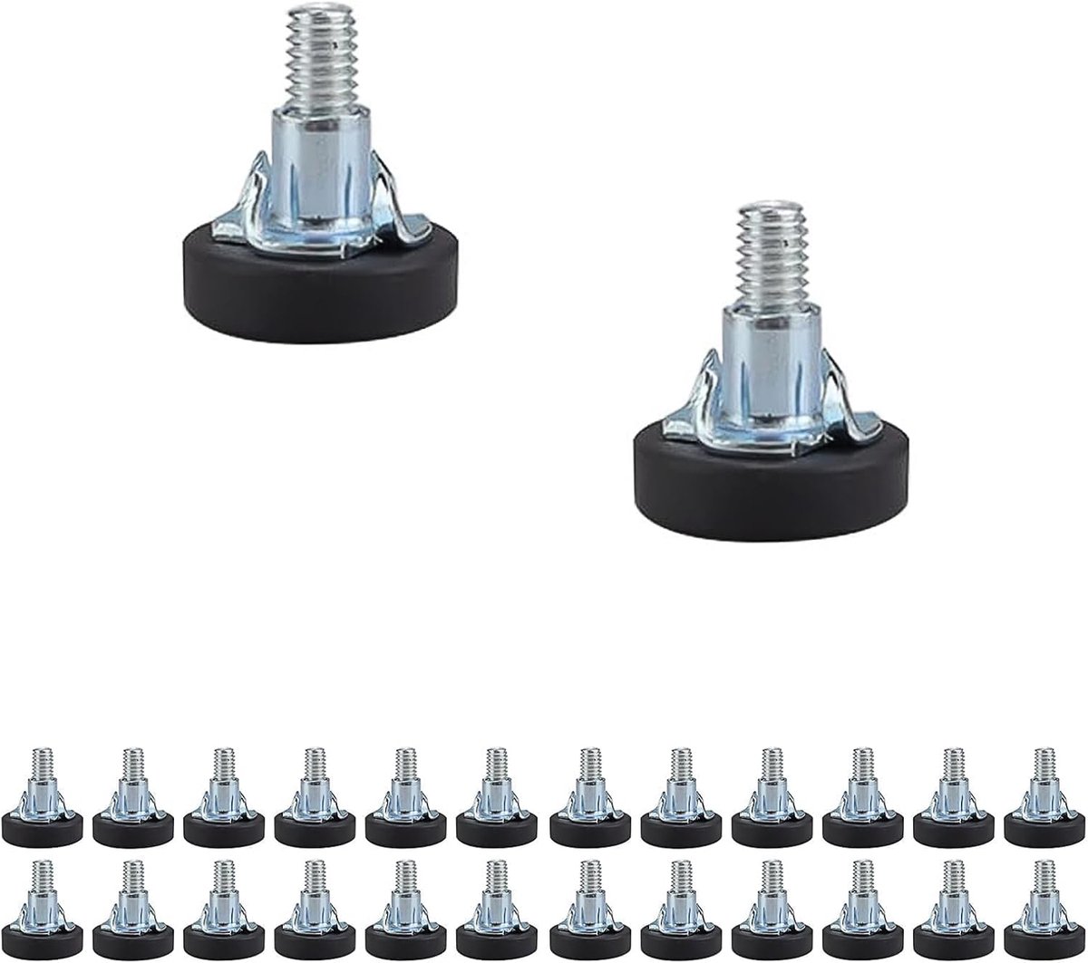 SnelShoppen - 24 Stuks Hoogte Verstelbare Meubelpoten RVS Leveling Poten met Vierkante Moer voor Kast, Bed en Tafel (Zwart/Zilver)