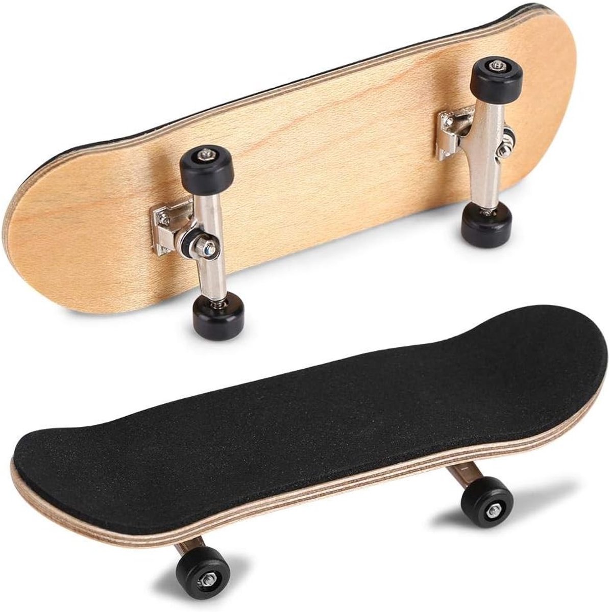 Mini Fingerboard Skate Set van Maple Hout en Alloy, Inclusief Doos - Perfect voor Ontspanning en Vingertraining (Zwart)