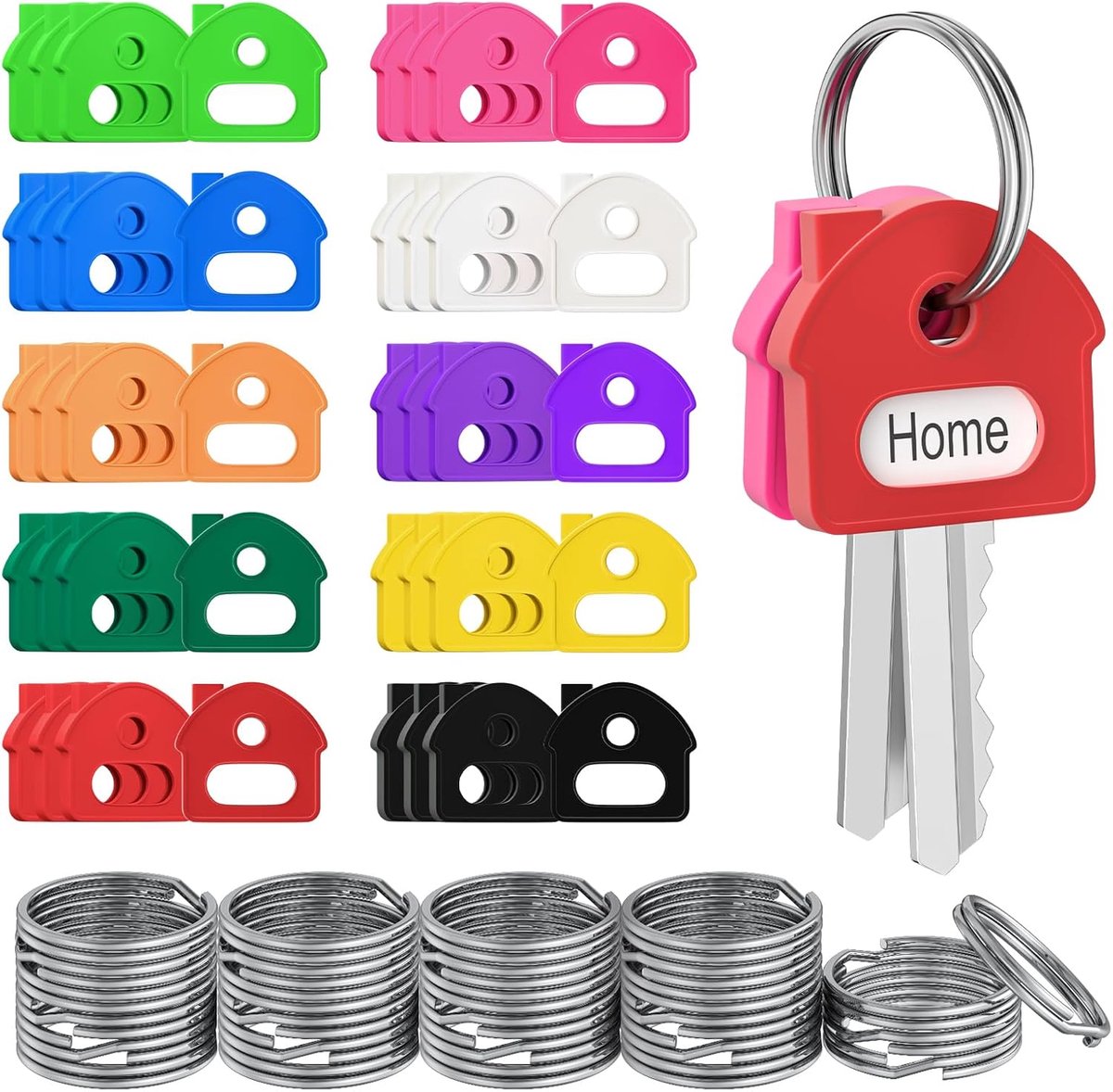SnelShoppen - 40 Sleutelhangers in 10 Kleuren - Duurzaam Materiaal - Perfect voor Feesten, Kinderen, Camping en Dagelijks Gebruik