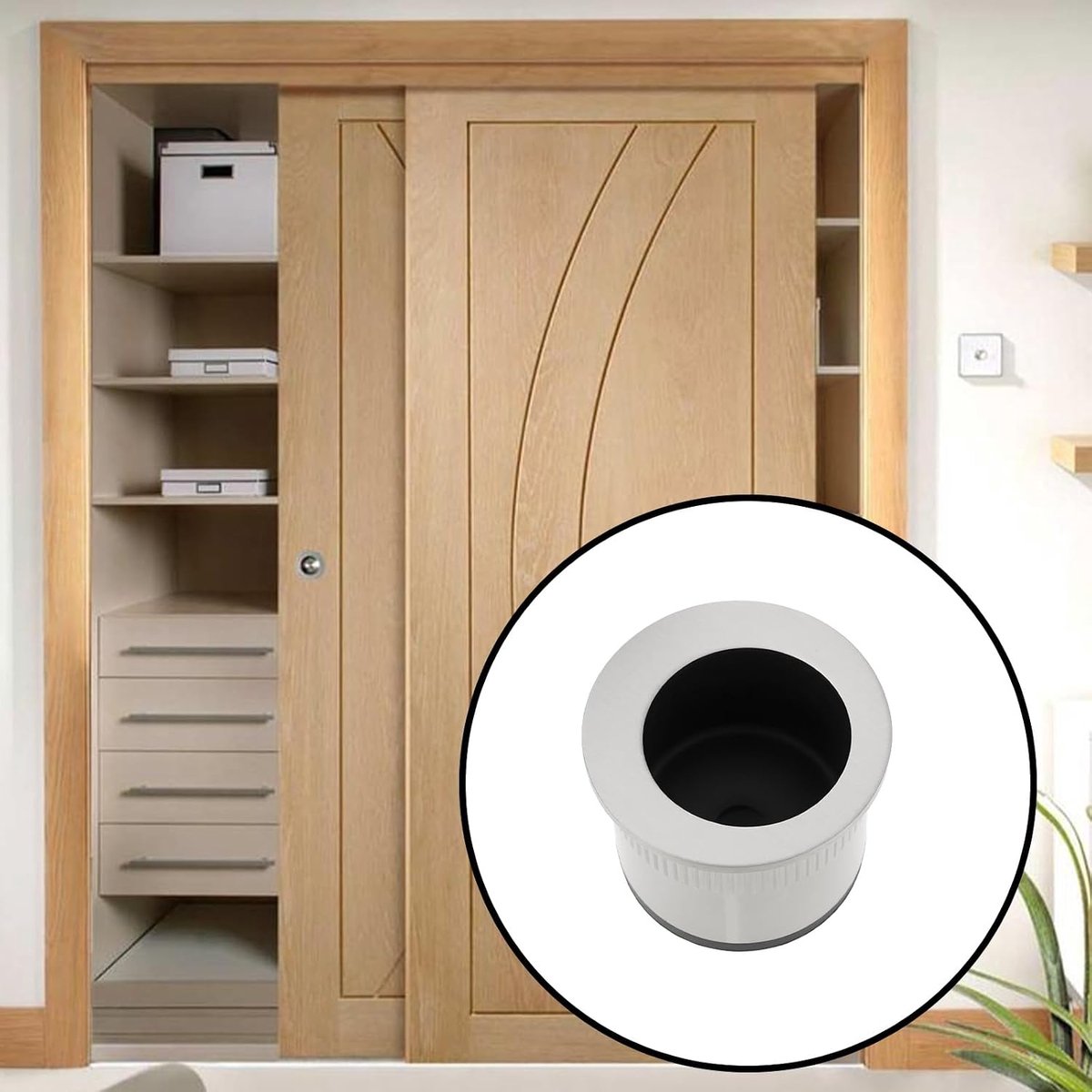SnelShoppen - 2Pcs 29mm Schuifdeur Inbouwhandgreep Voor Houten Schuifdeuren - Duurzame Messing en Kunststof Handvatten - Ideaal Voor Thuisgebruik